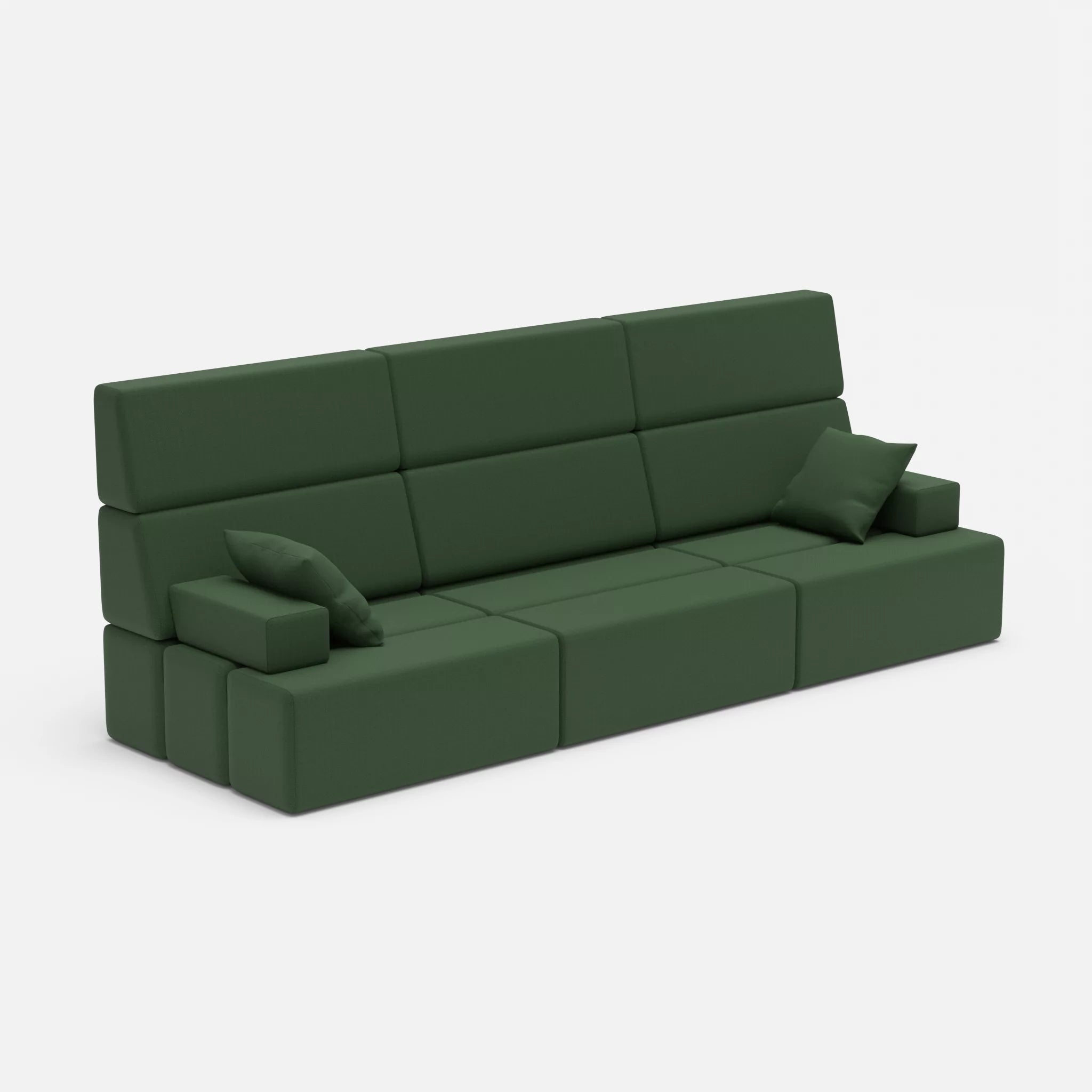 3 Sitzer Sofa Bricks 3 radio7036 in Olive von der Seite