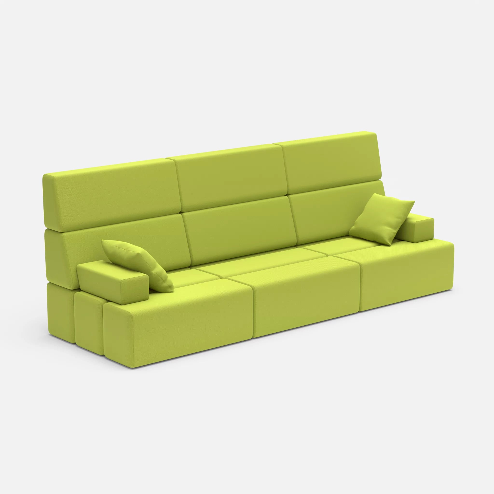 3 Sitzer Sofa Bricks 3 radio7041 in Hellgrün von der Seite