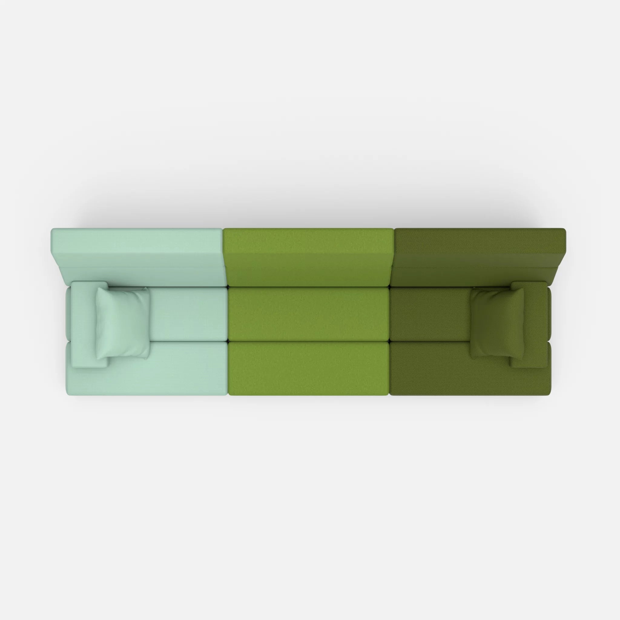3 Sitzer Sofa Bricks 3 radio7045-novummoss in Hellblau und Grün von oben