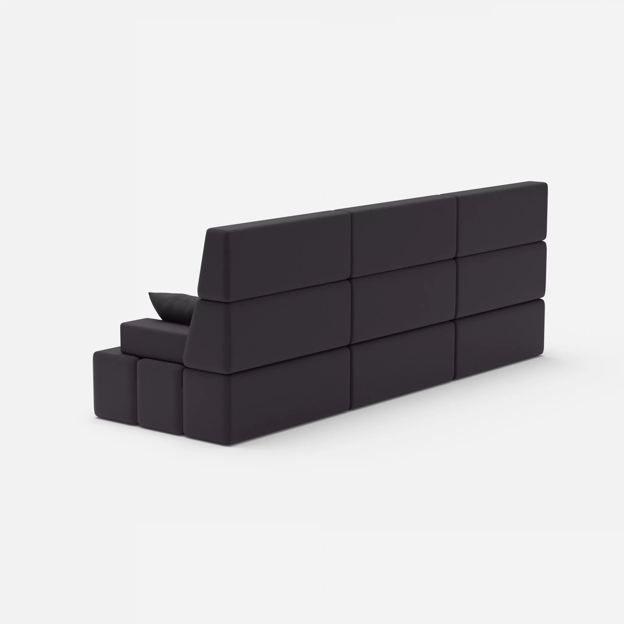 3 Sitzer Sofa Bricks 3 radio8517 in Anthrazit von hinten