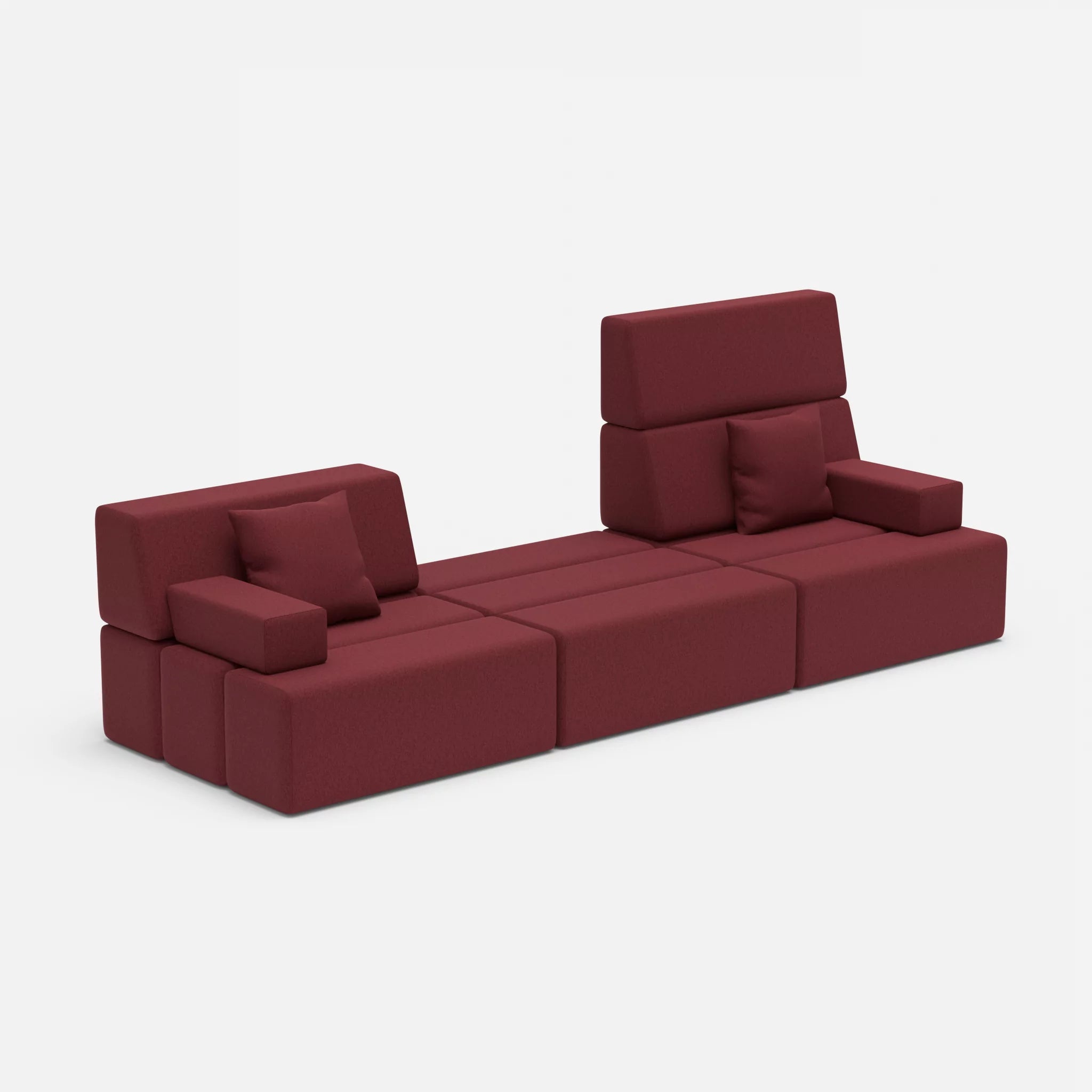 3 Sitzer Sofa Bricks 4 dama0034 in Bordeaux von der Seite