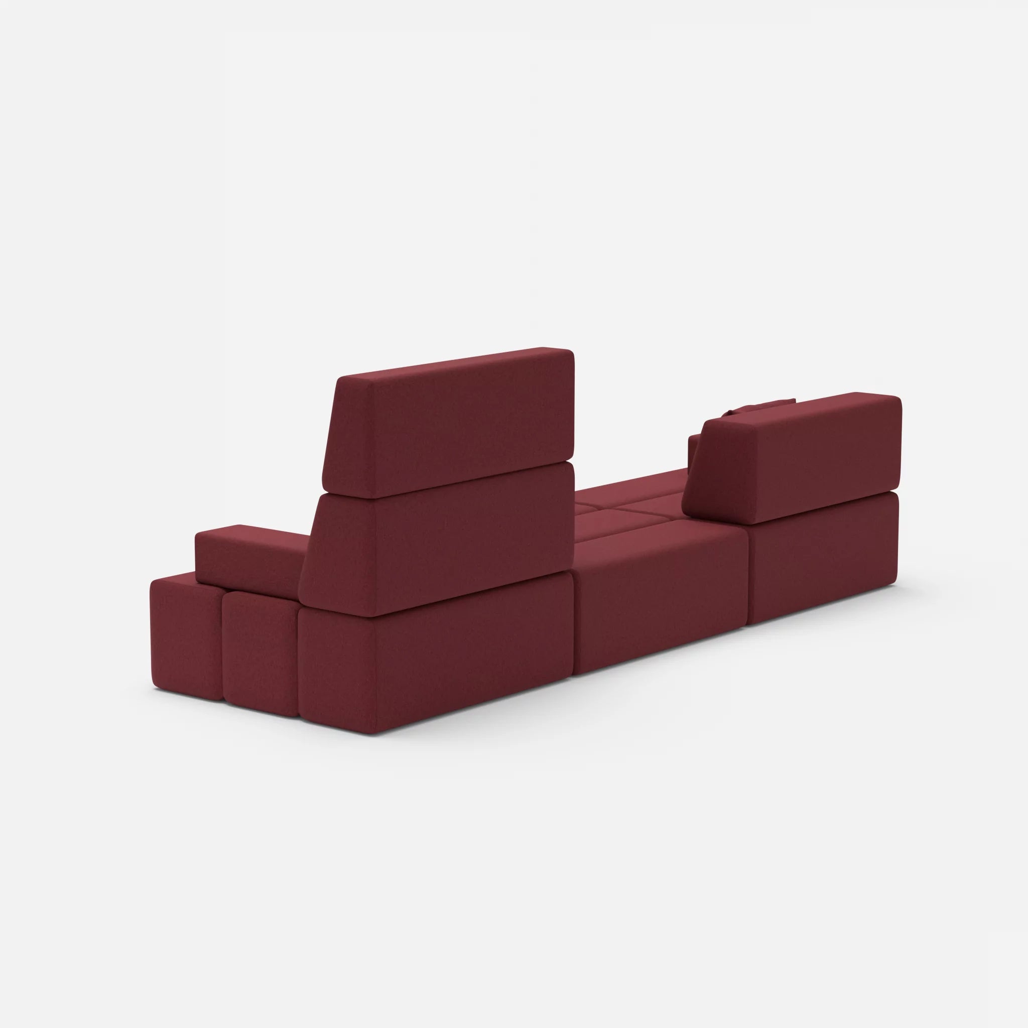 3 Sitzer Sofa Bricks 4 dama0034 in Bordeaux von hinten