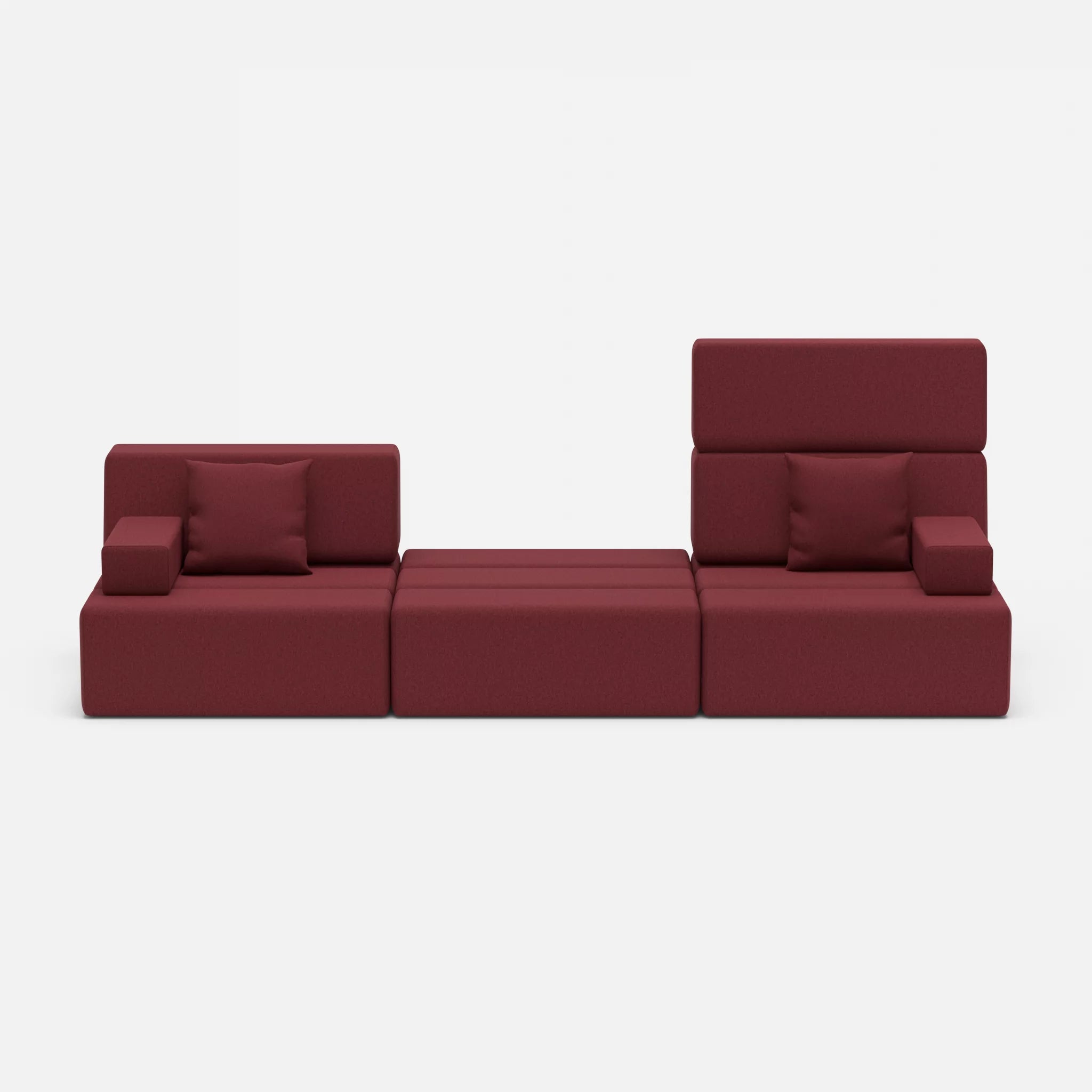 3 Sitzer Sofa Bricks 4 dama0034 in Bordeaux von vorne