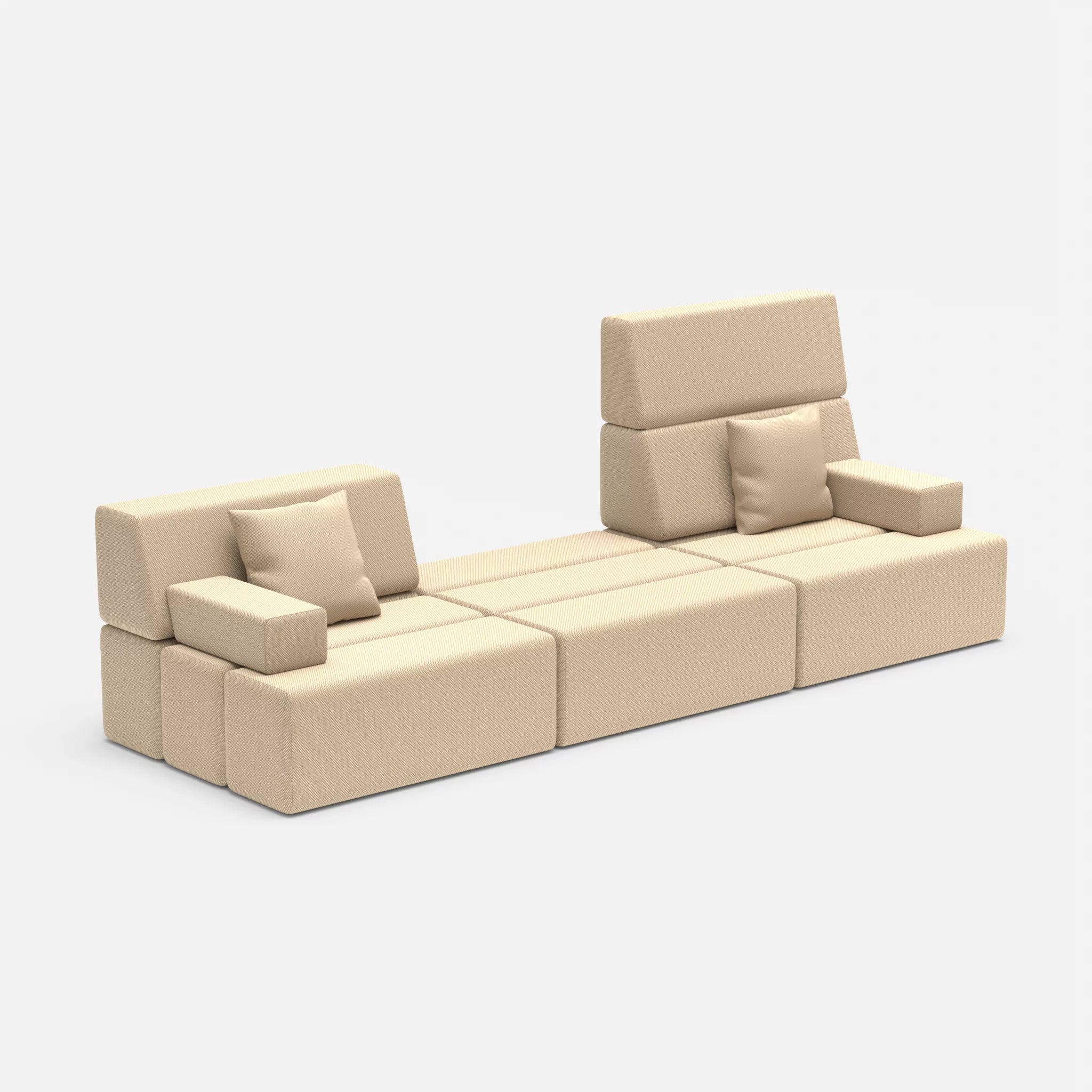 3 Sitzer Sofa Bricks 4 novumcocos in Hellbraun von der Seite