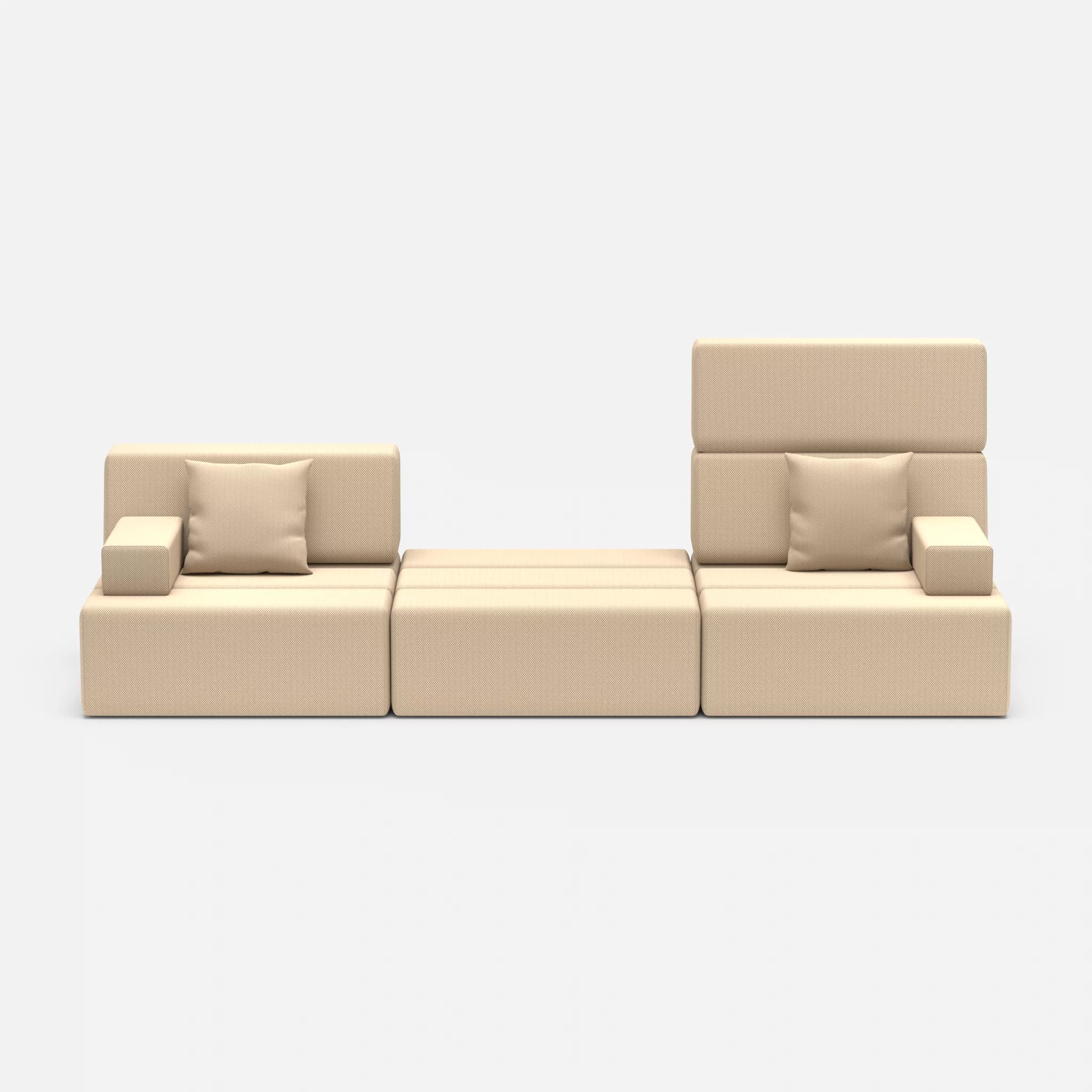3 Sitzer Sofa Bricks 4 novumcocos in Hellbraun von vorne