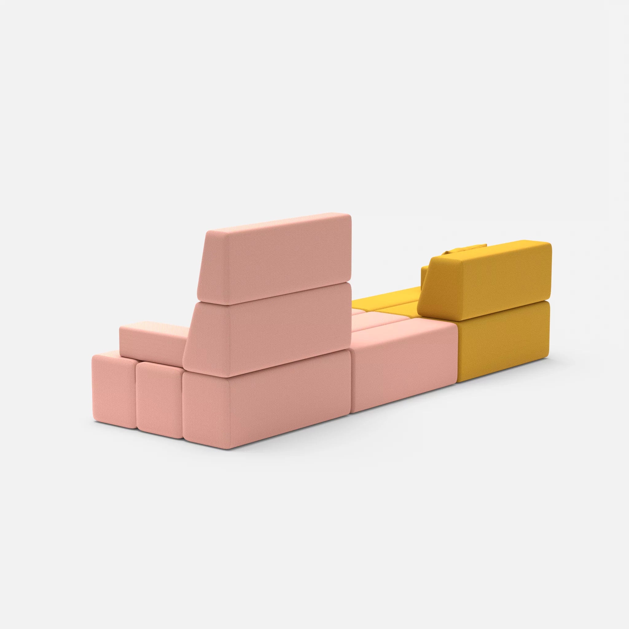 3 Sitzer Sofa Bricks 4 novumcurry-novumflamingo in Curry und Flamingo von hinten