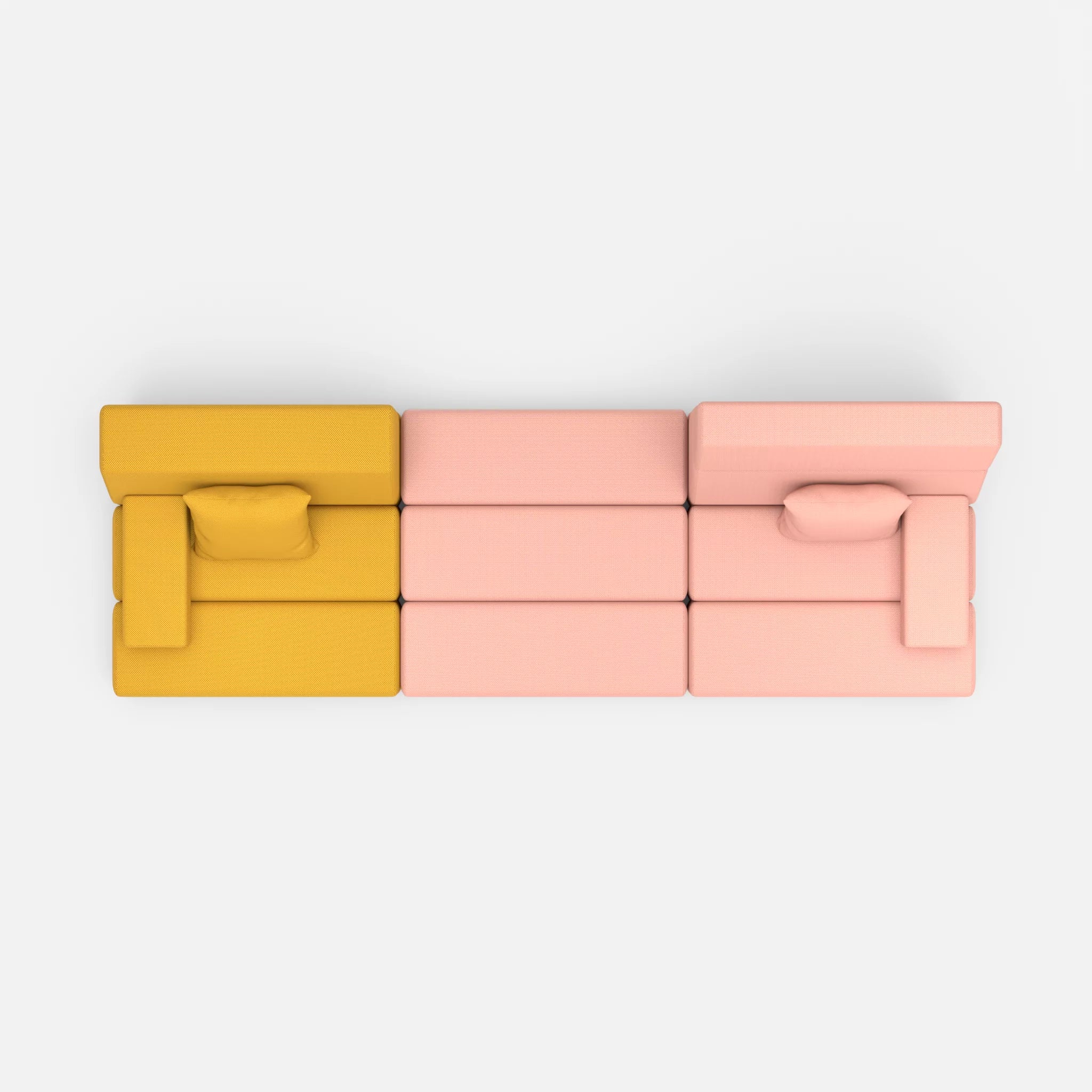 3 Sitzer Sofa Bricks 4 novumcurry-novumflamingo in Curry und Flamingo von oben