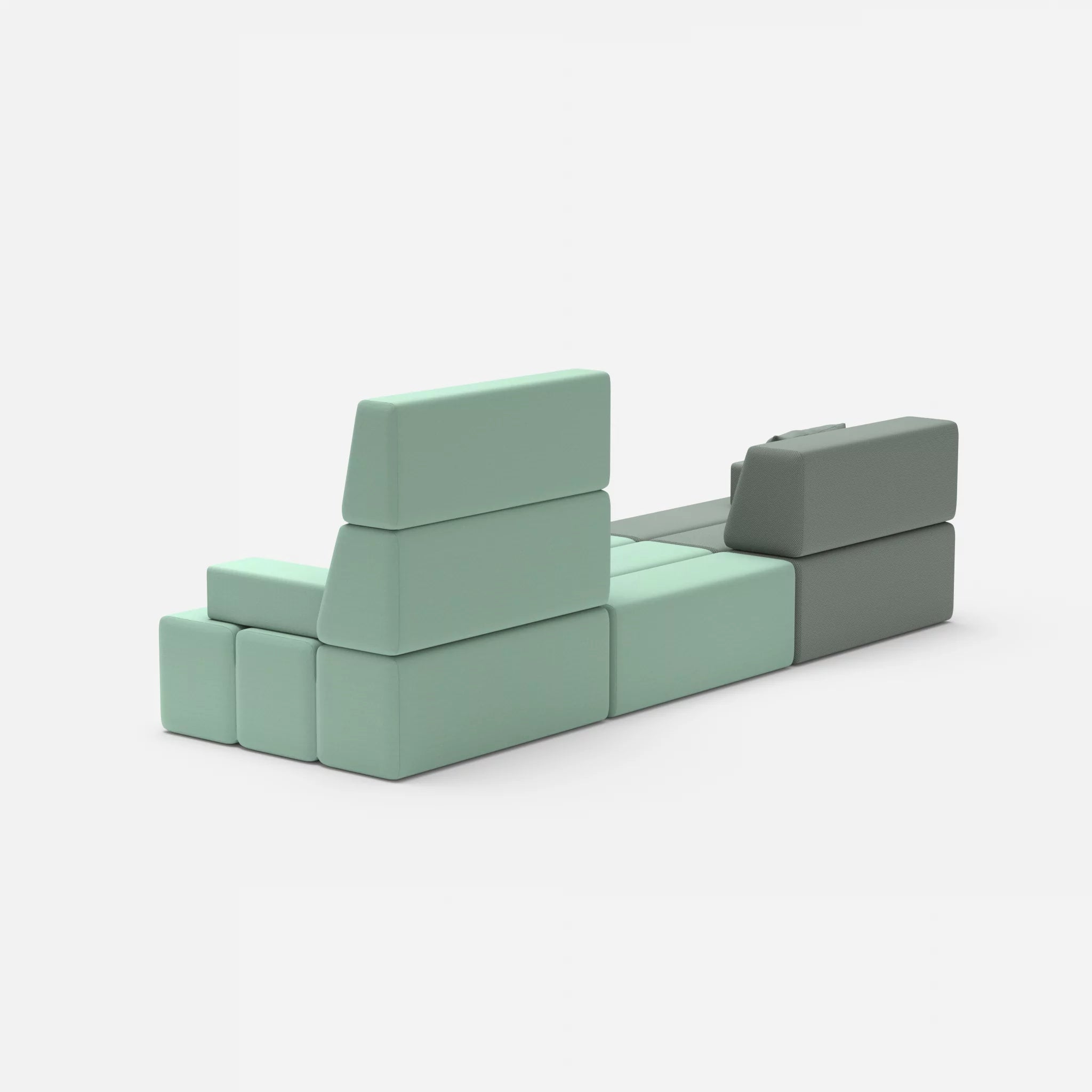 3 Sitzer Sofa Bricks 4 novumdelphi-radio7045 in Graublau und Hellblau von hinten