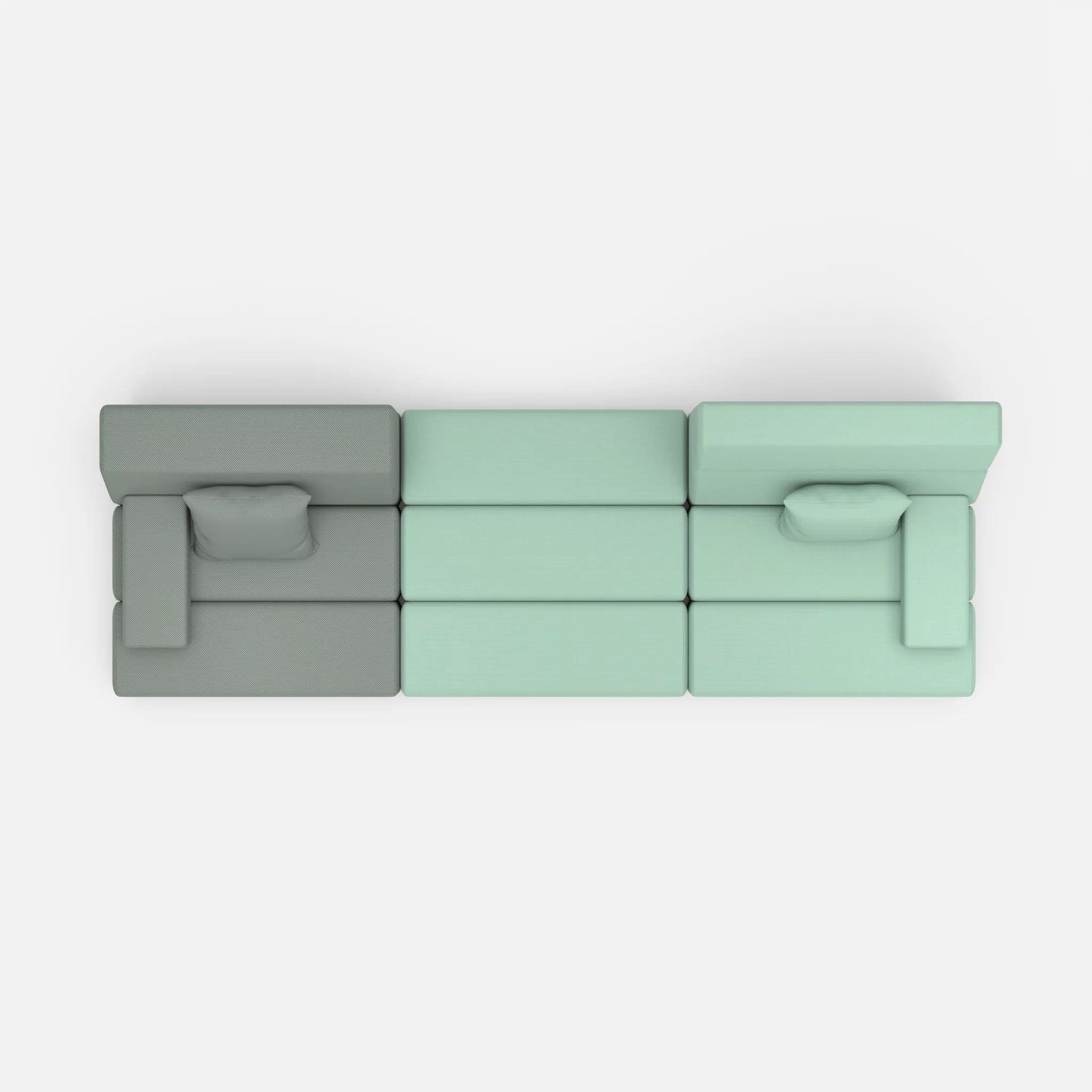 3 Sitzer Sofa Bricks 4 novumdelphi-radio7045 in Graublau und Hellblau von oben