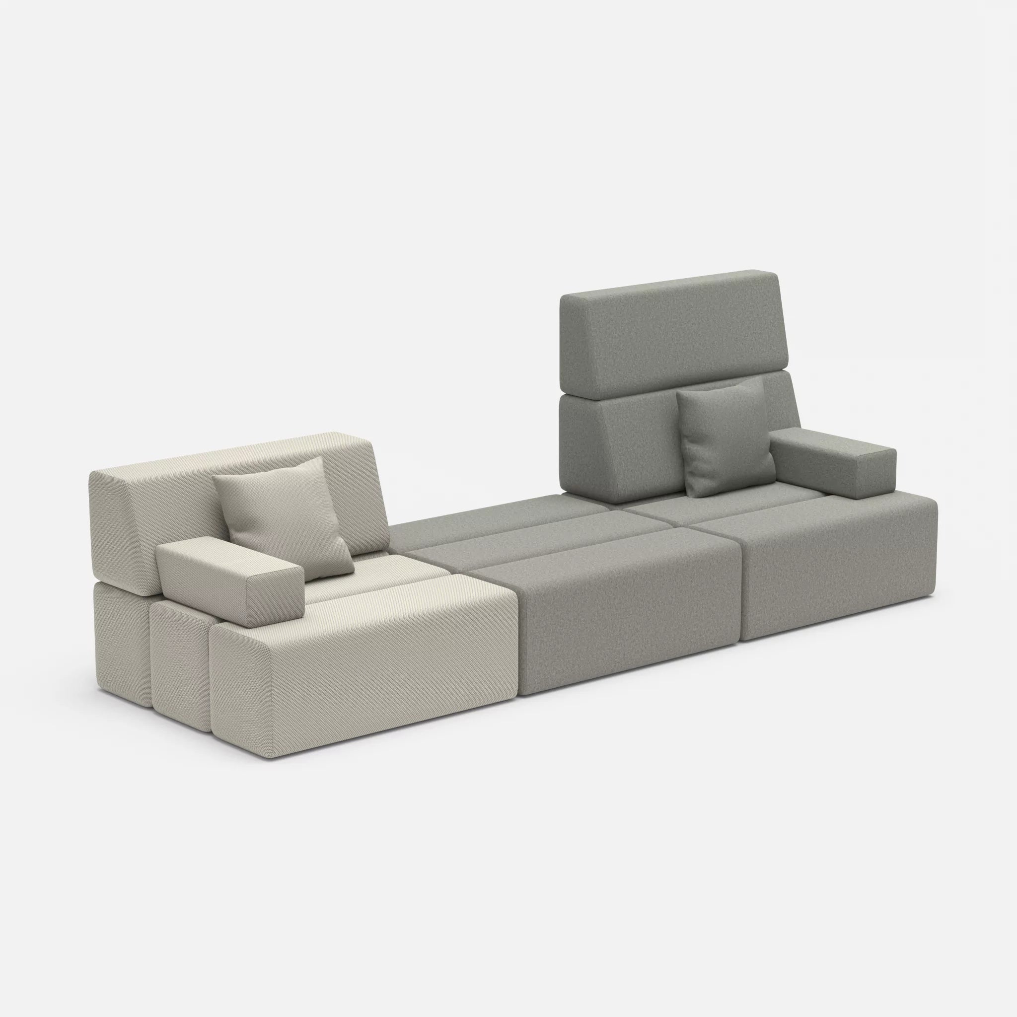 3 Sitzer Sofa Bricks 4 novumkies-dama0003 in Mittelgrau und Mittelgrau von der Seite