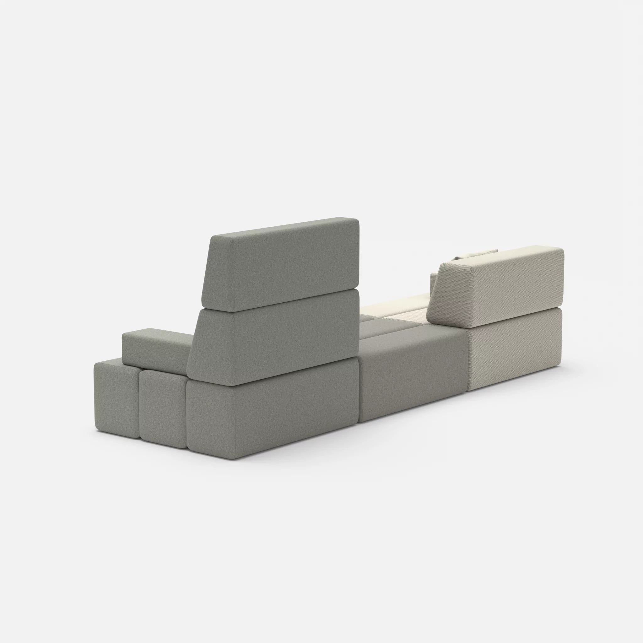 3 Sitzer Sofa Bricks 4 novumkies-dama0003 in Mittelgrau und Mittelgrau von hinten