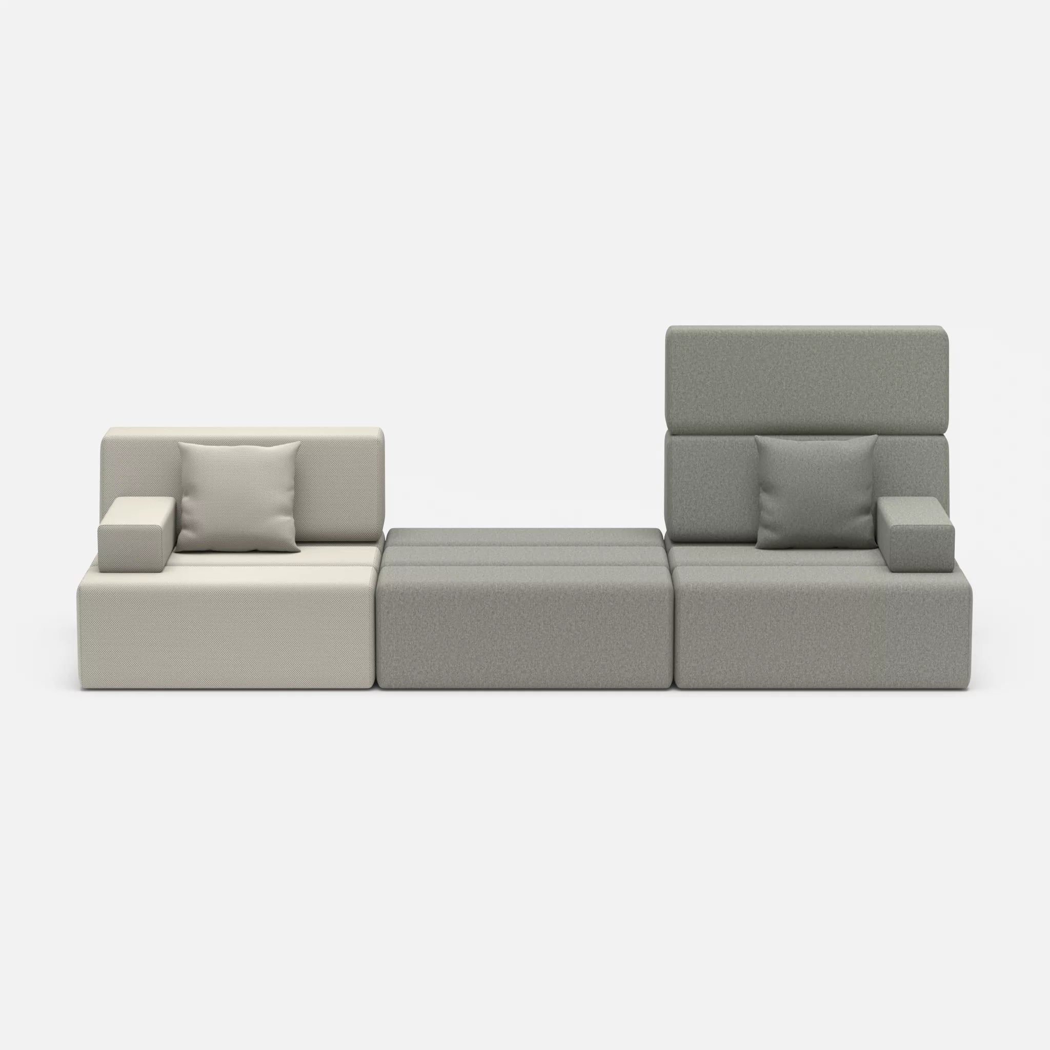3 Sitzer Sofa Bricks 4 novumkies-dama0003 in Mittelgrau und Mittelgrau von vorne