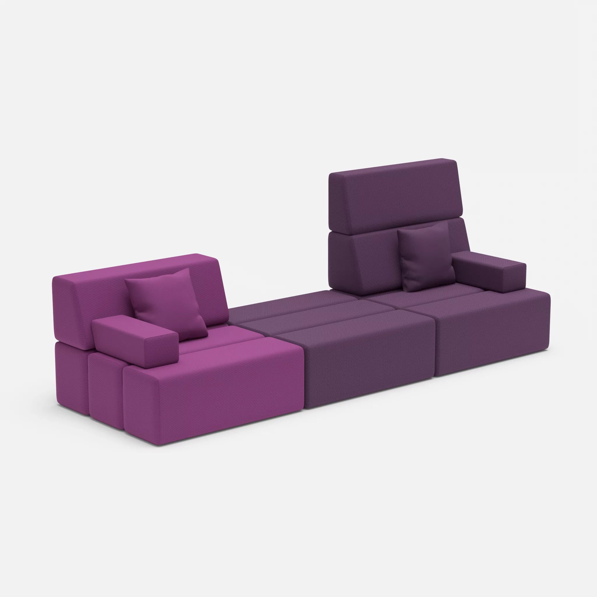3 Sitzer Sofa Bricks 4 novumviola-novumprune in Violett und Violett von der Seite