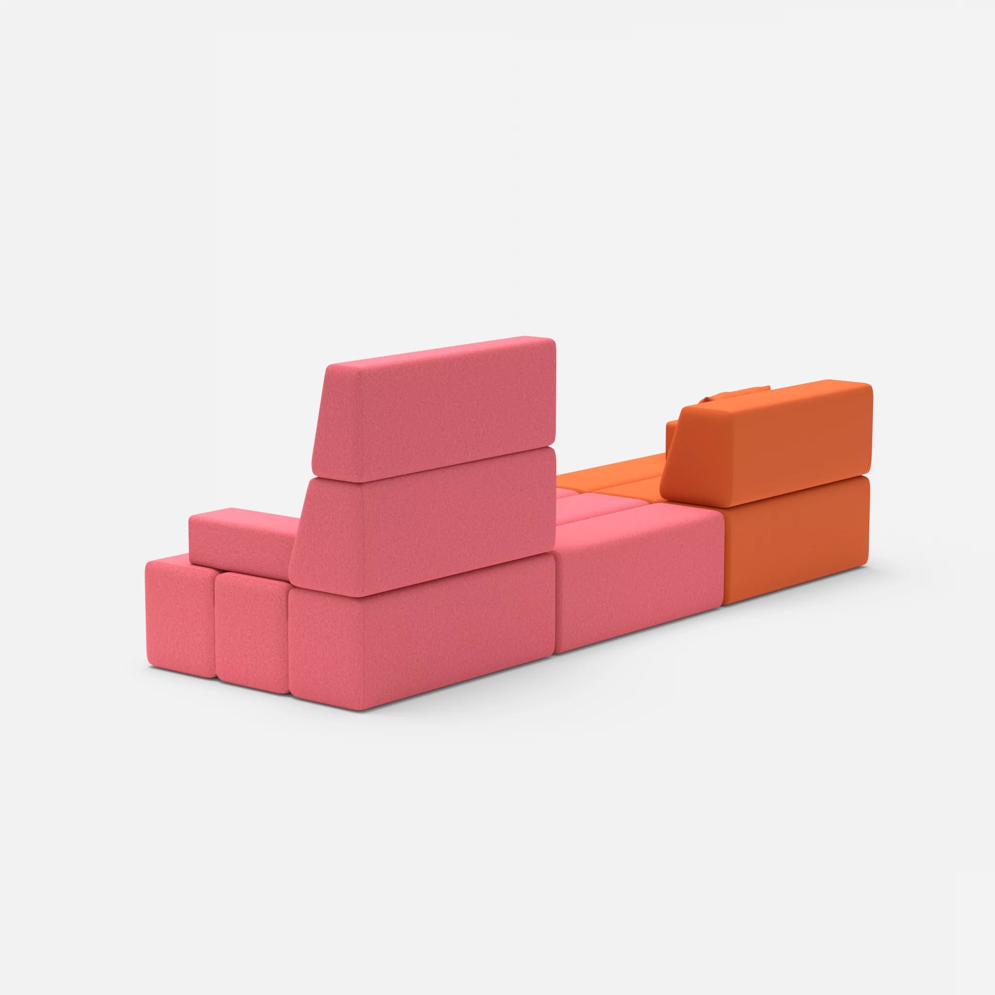 3 Sitzer Sofa Bricks 4 radio3094-dama0083 in Orange und Pink von hinten