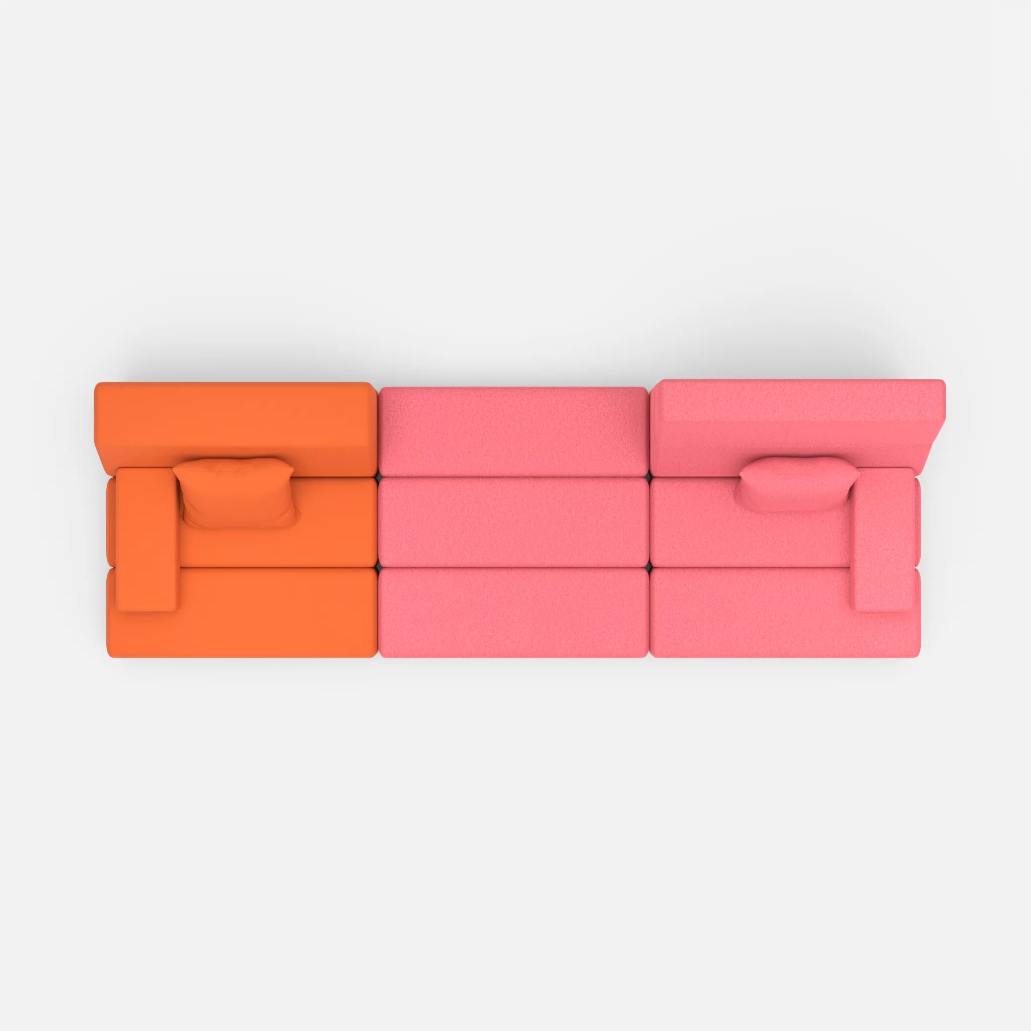 3 Sitzer Sofa Bricks 4 radio3094-dama0083 in Orange und Pink von oben