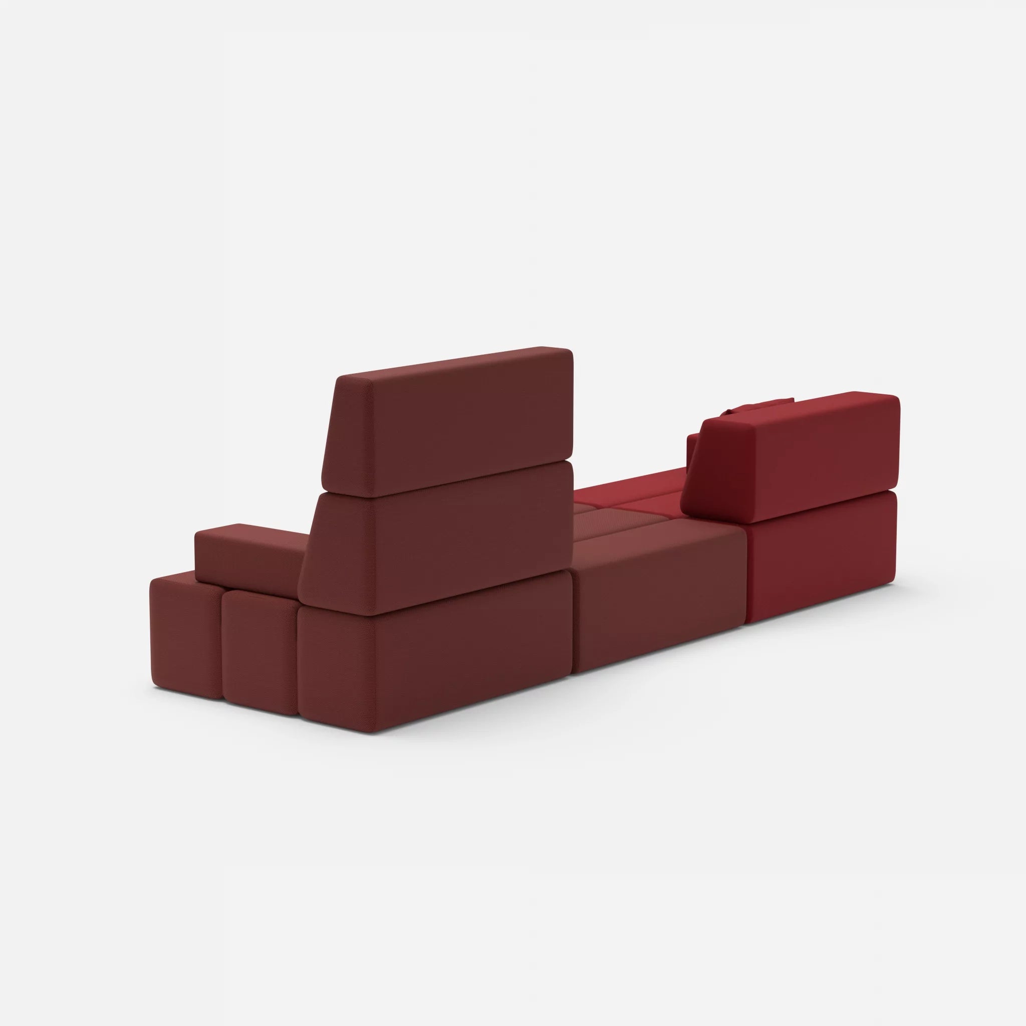 3 Sitzer Sofa Bricks 4 radio4028-radio4517 in Rot und Dunkelrot von hinten