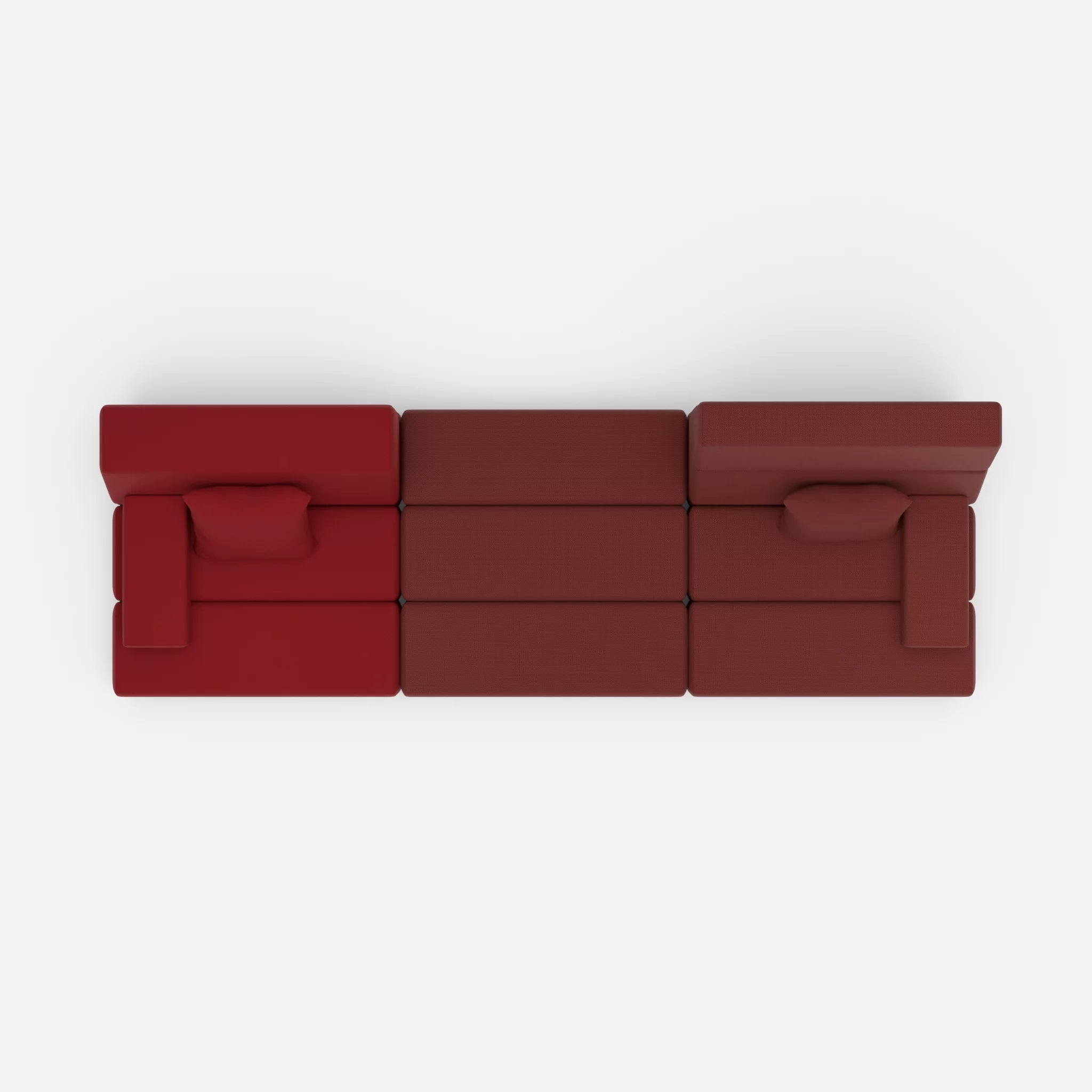 3 Sitzer Sofa Bricks 4 radio4028-radio4517 in Rot und Dunkelrot von oben