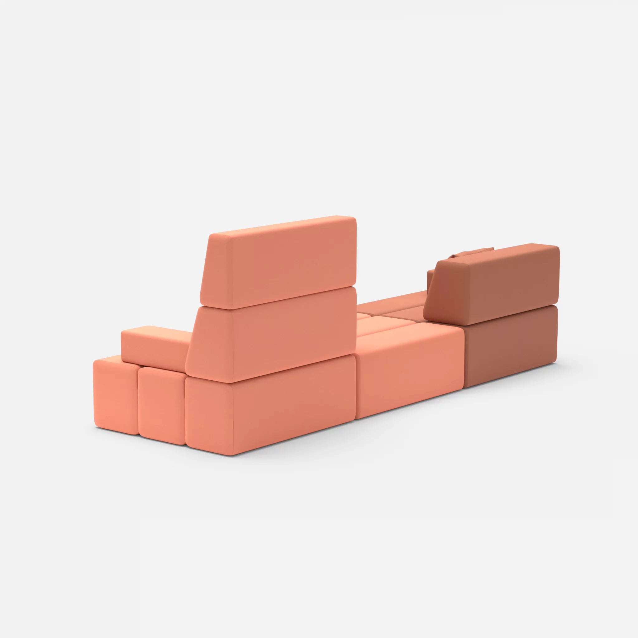 3 Sitzer Sofa Bricks 4 radio4037-radio4046 in Hellrot und Coral von hinten