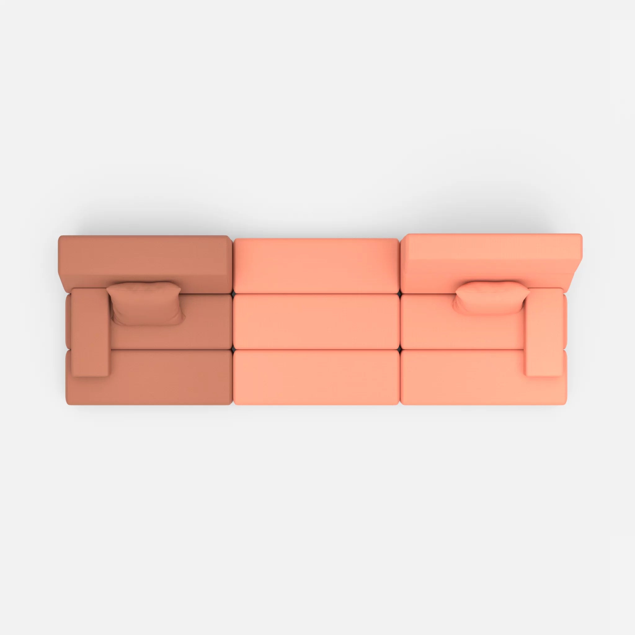 3 Sitzer Sofa Bricks 4 radio4037-radio4046 in Hellrot und Coral von oben