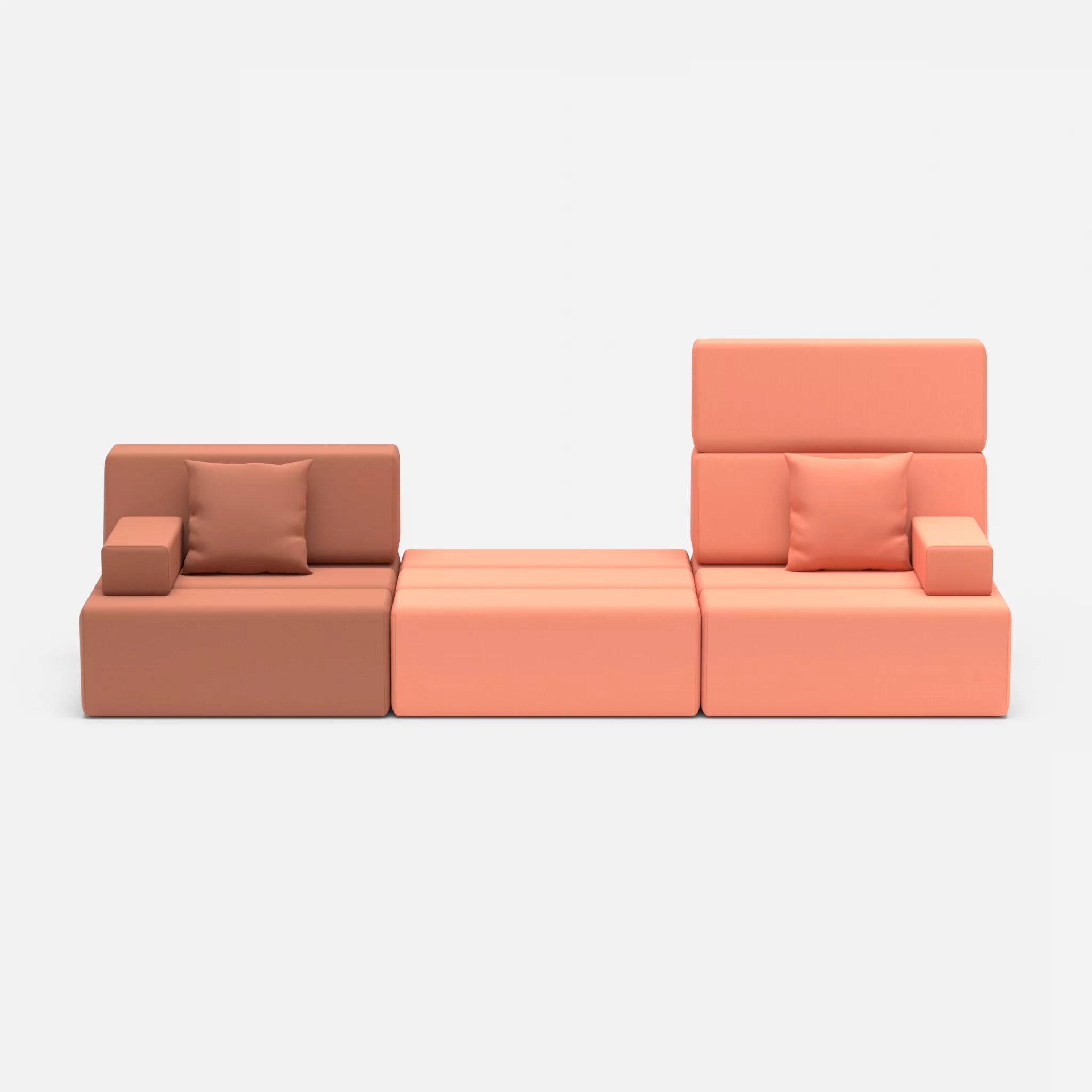 3 Sitzer Sofa Bricks 4 radio4037-radio4046 in Hellrot und Coral von vorne