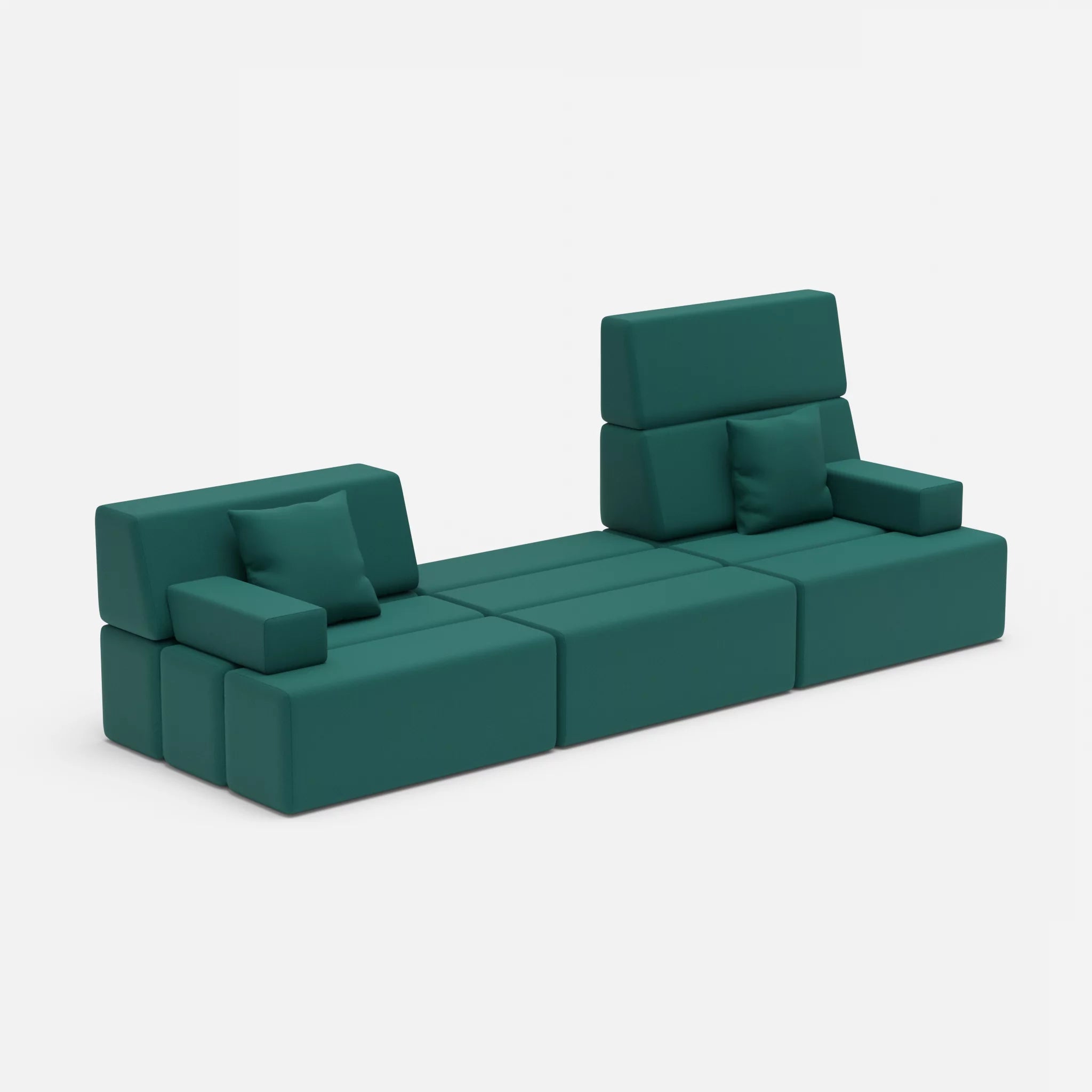 3 Sitzer Sofa Bricks 4 radio6015 in Türkis von der Seite