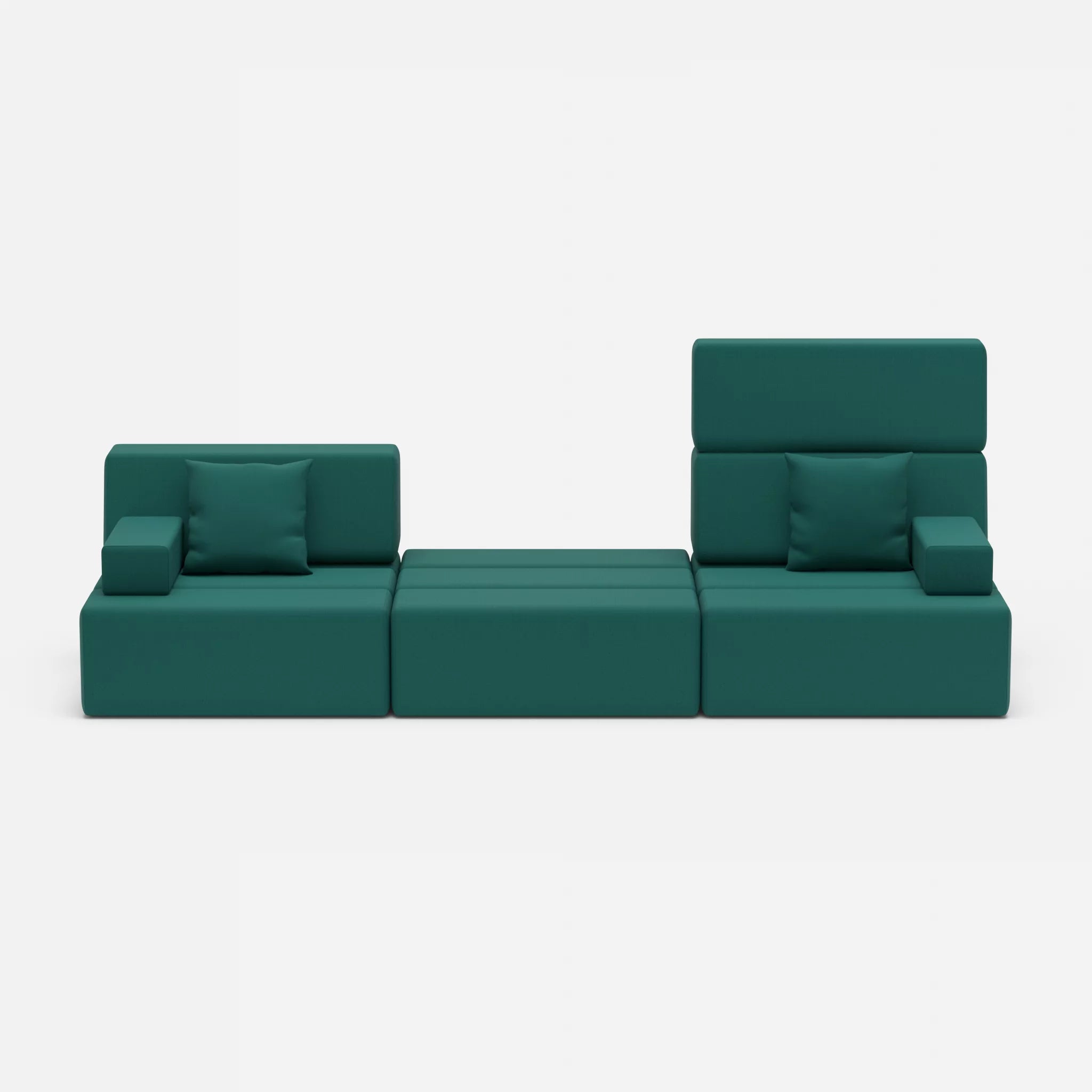 3 Sitzer Sofa Bricks 4 radio6015 in Türkis von vorne