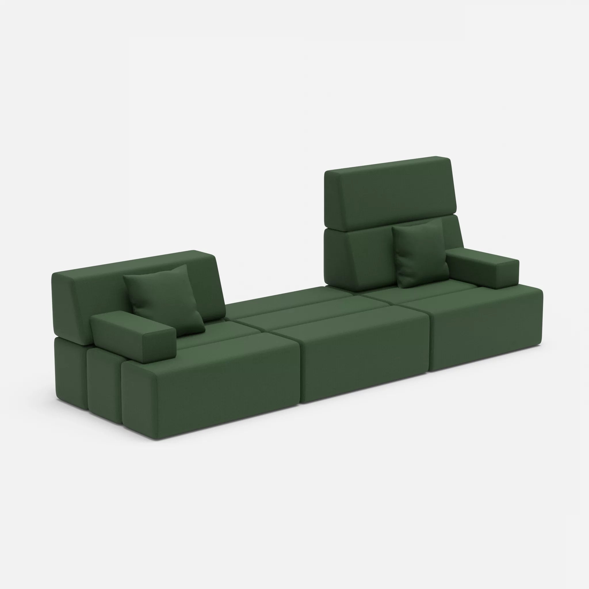 3 Sitzer Sofa Bricks 4 radio7036 in Olive von der Seite