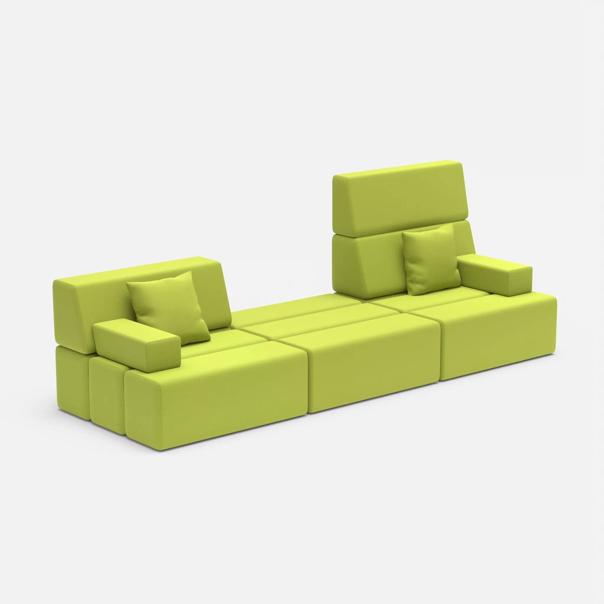 3 Sitzer Sofa Bricks 4 radio7041 in Hellgrün von der Seite