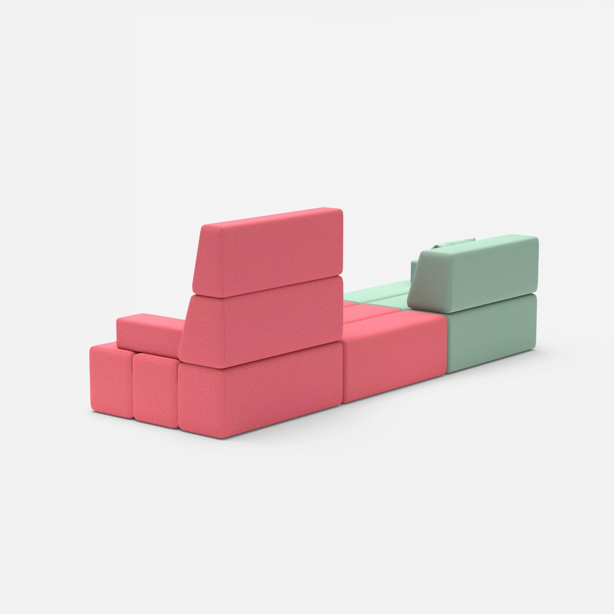 3 Sitzer Sofa Bricks 4 radio7045-dama0083 in Hellblau und Pink von hinten