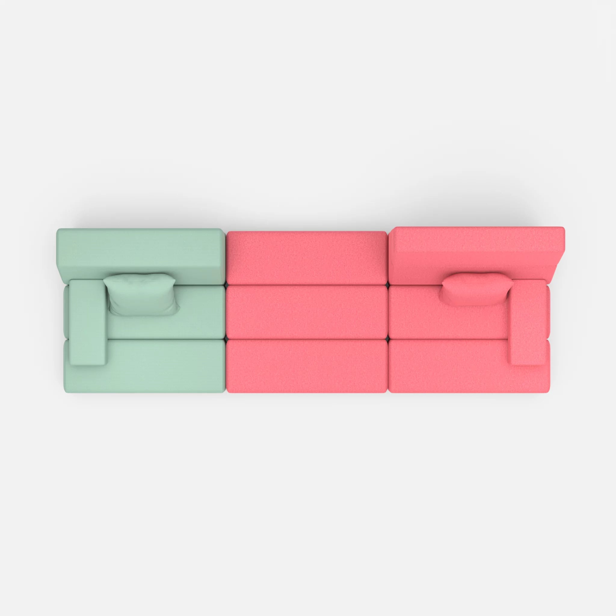 3 Sitzer Sofa Bricks 4 radio7045-dama0083 in Hellblau und Pink von oben