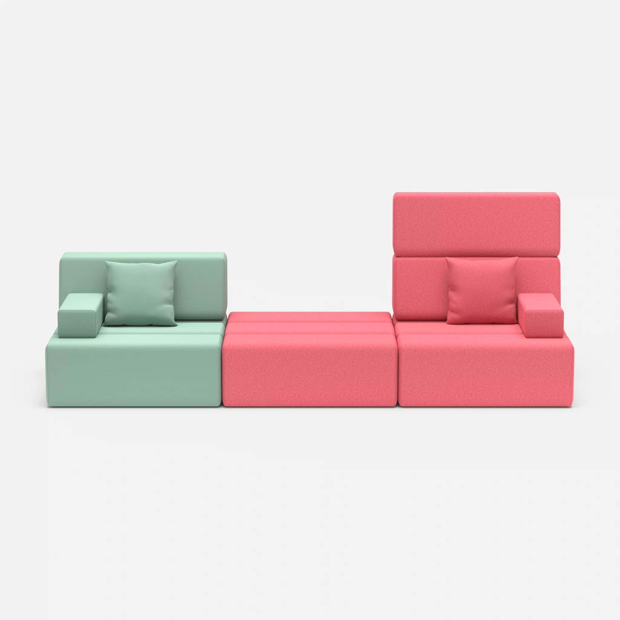 3 Sitzer Sofa Bricks 4 radio7045-dama0083 in Hellblau und Pink von vorne