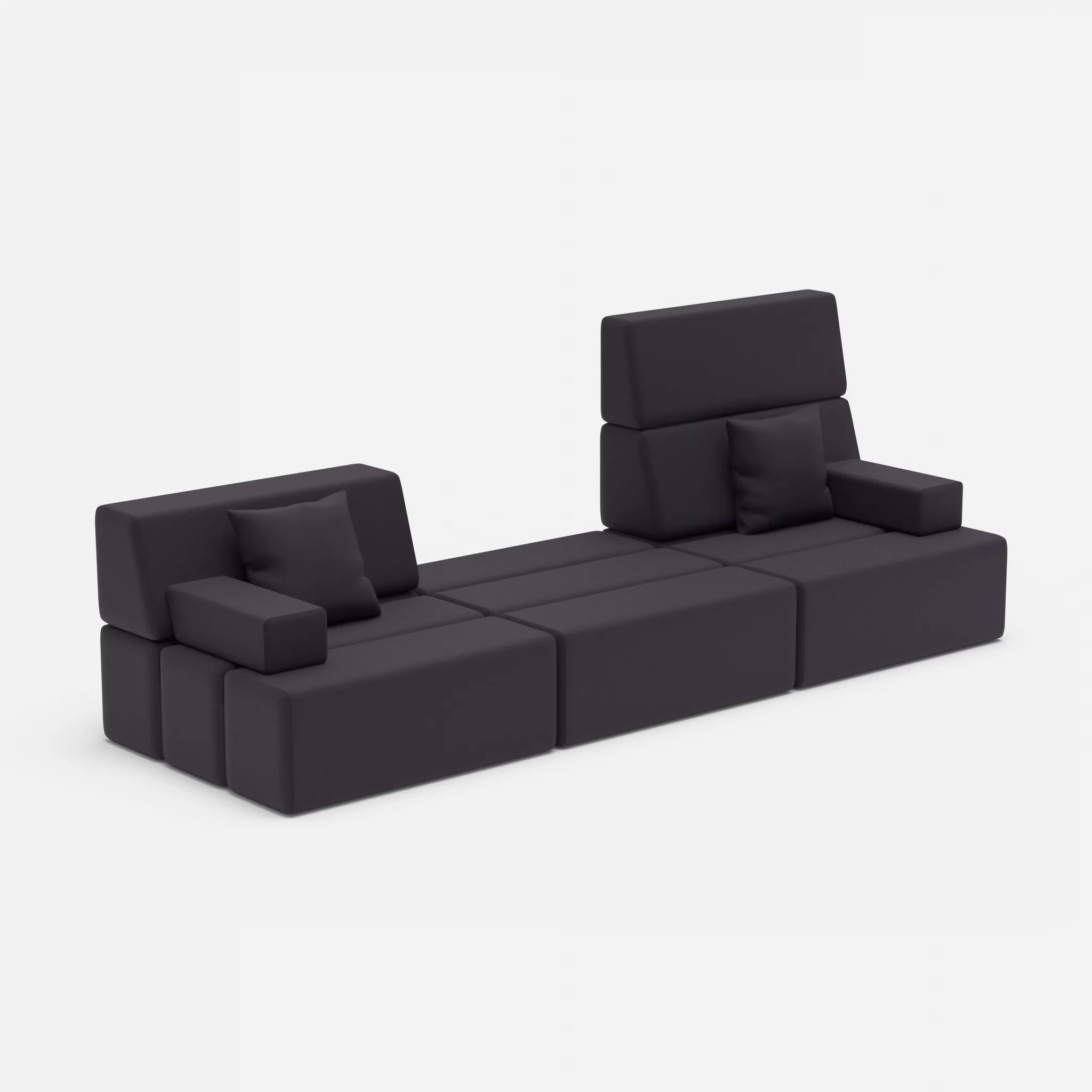 3 Sitzer Sofa Bricks 4 radio8517 in Anthrazit von der Seite