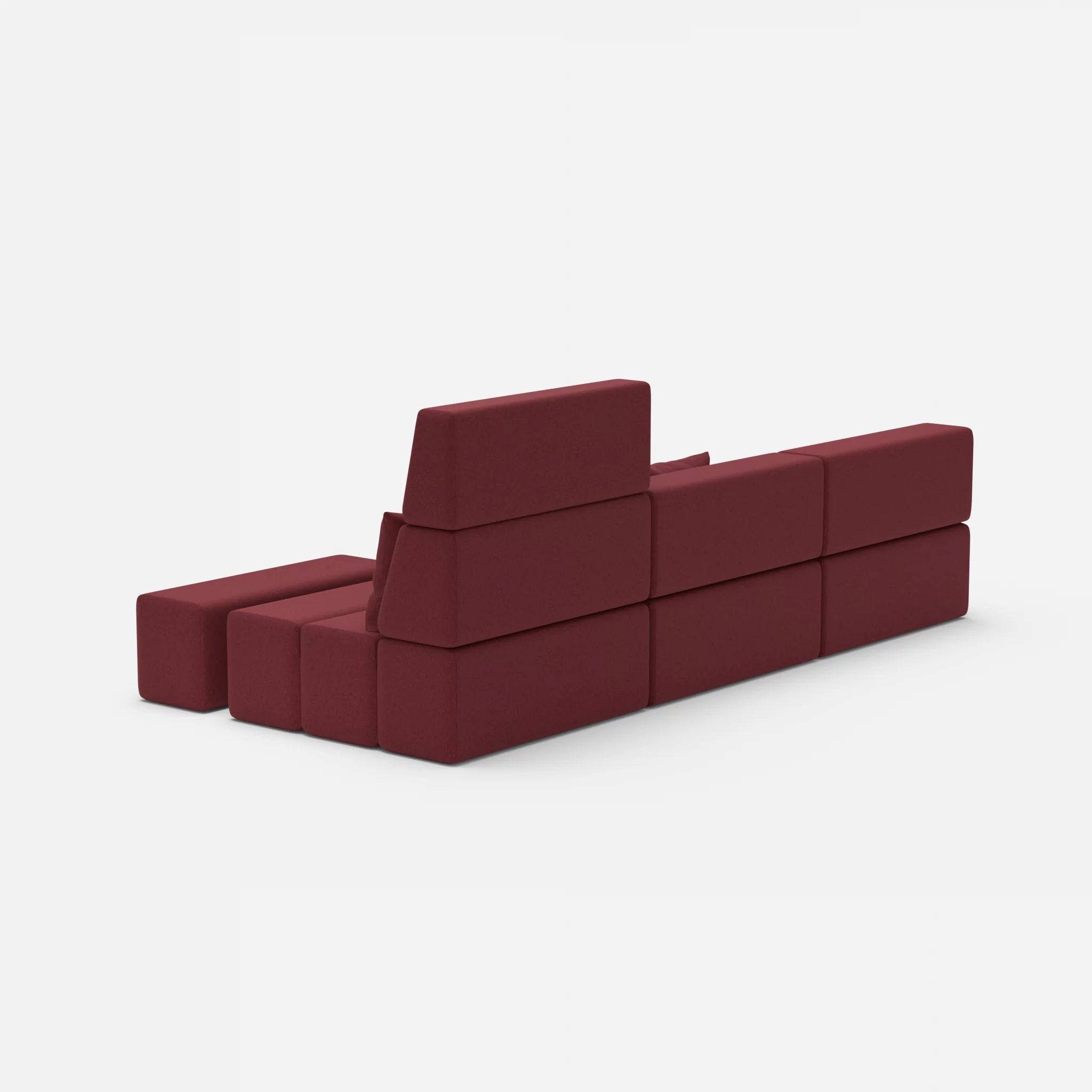 3 Sitzer Sofa Bricks 5 dama0034 in Bordeaux von hinten