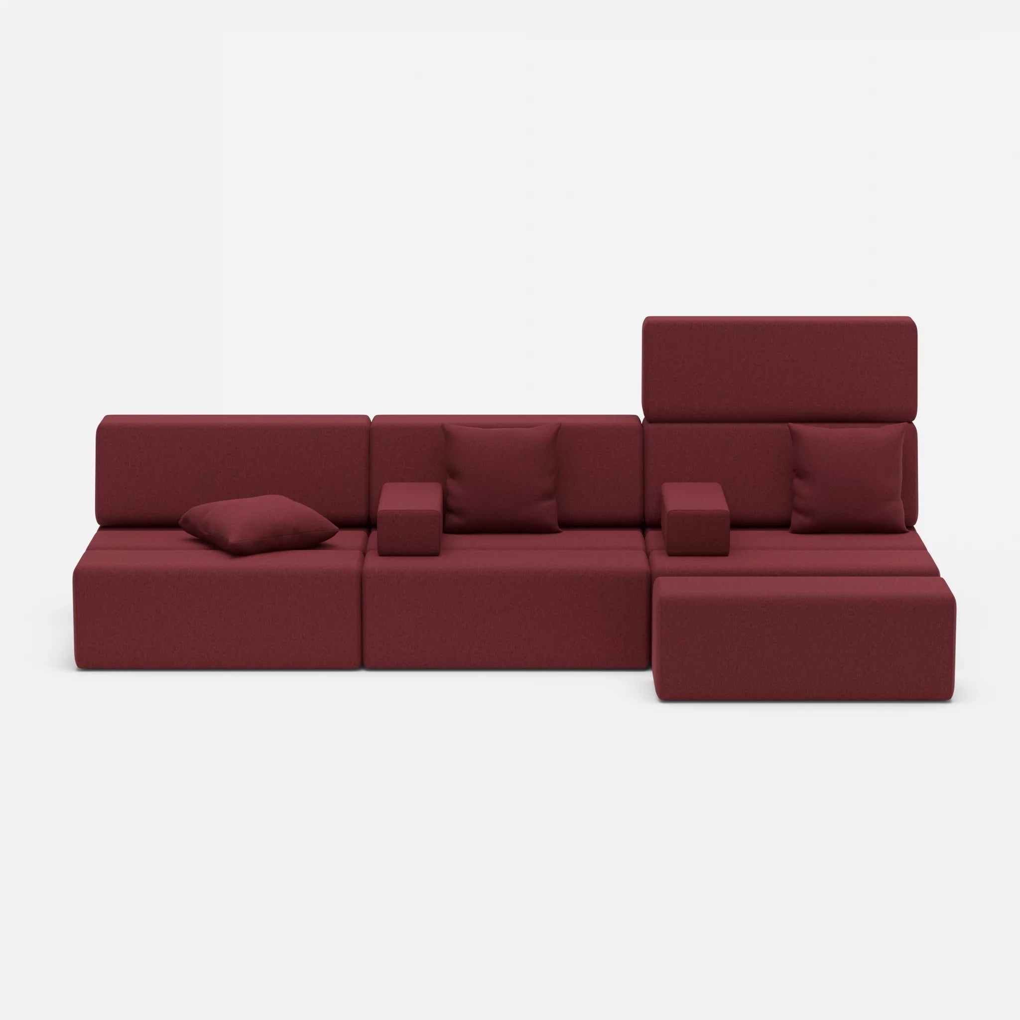 3 Sitzer Sofa Bricks 5 dama0034 in Bordeaux von vorne