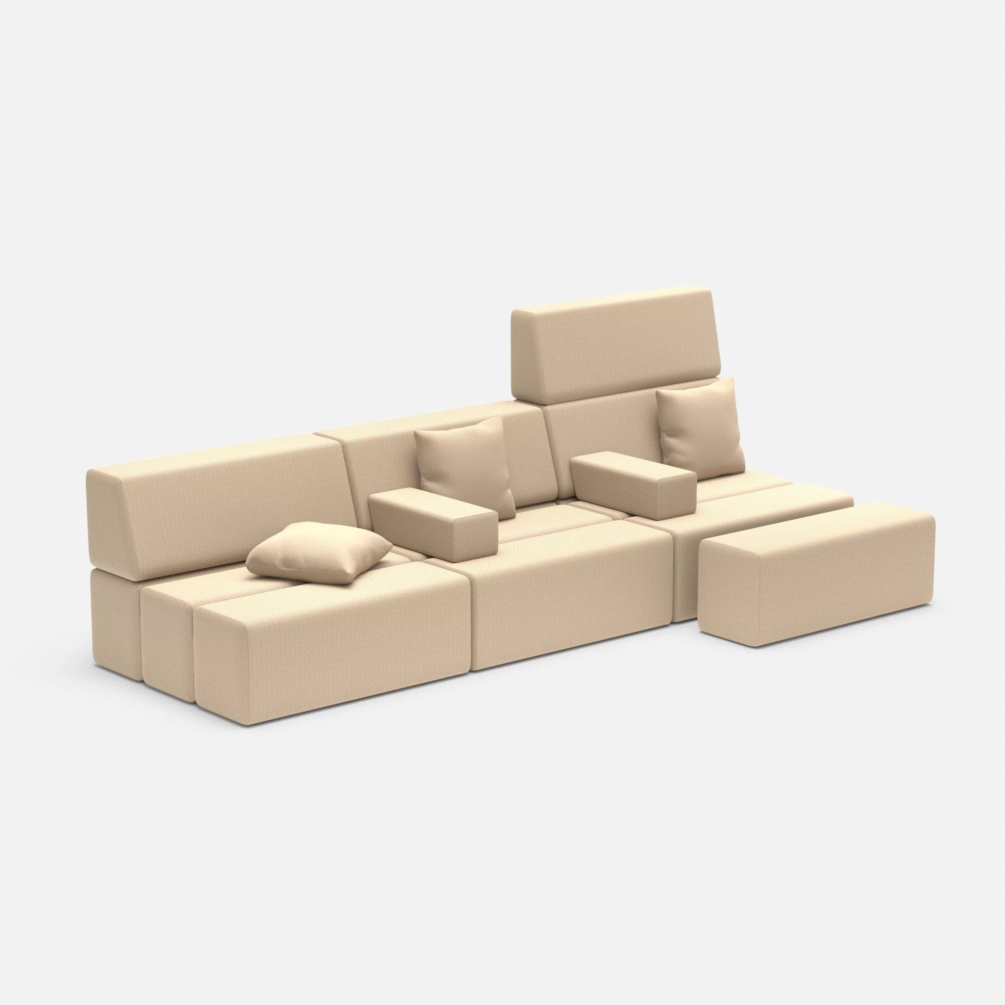 3 Sitzer Sofa Bricks 5 novumcocos in Hellbraun von der Seite
