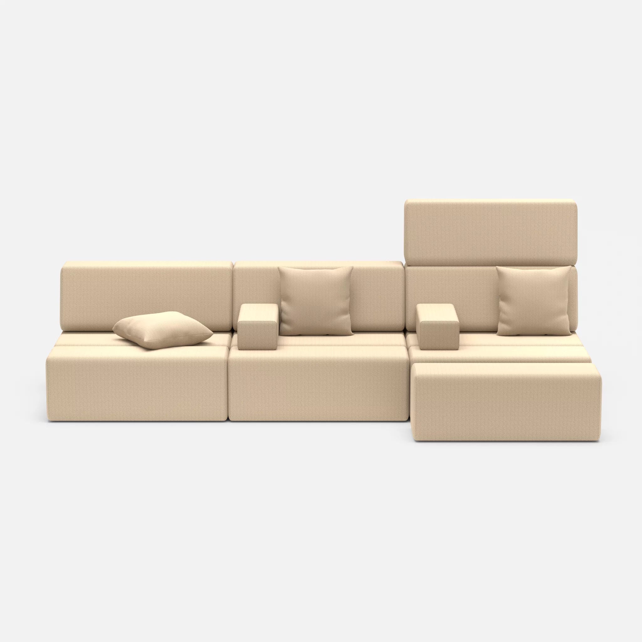 3 Sitzer Sofa Bricks 5 novumcocos in Hellbraun von vorne
