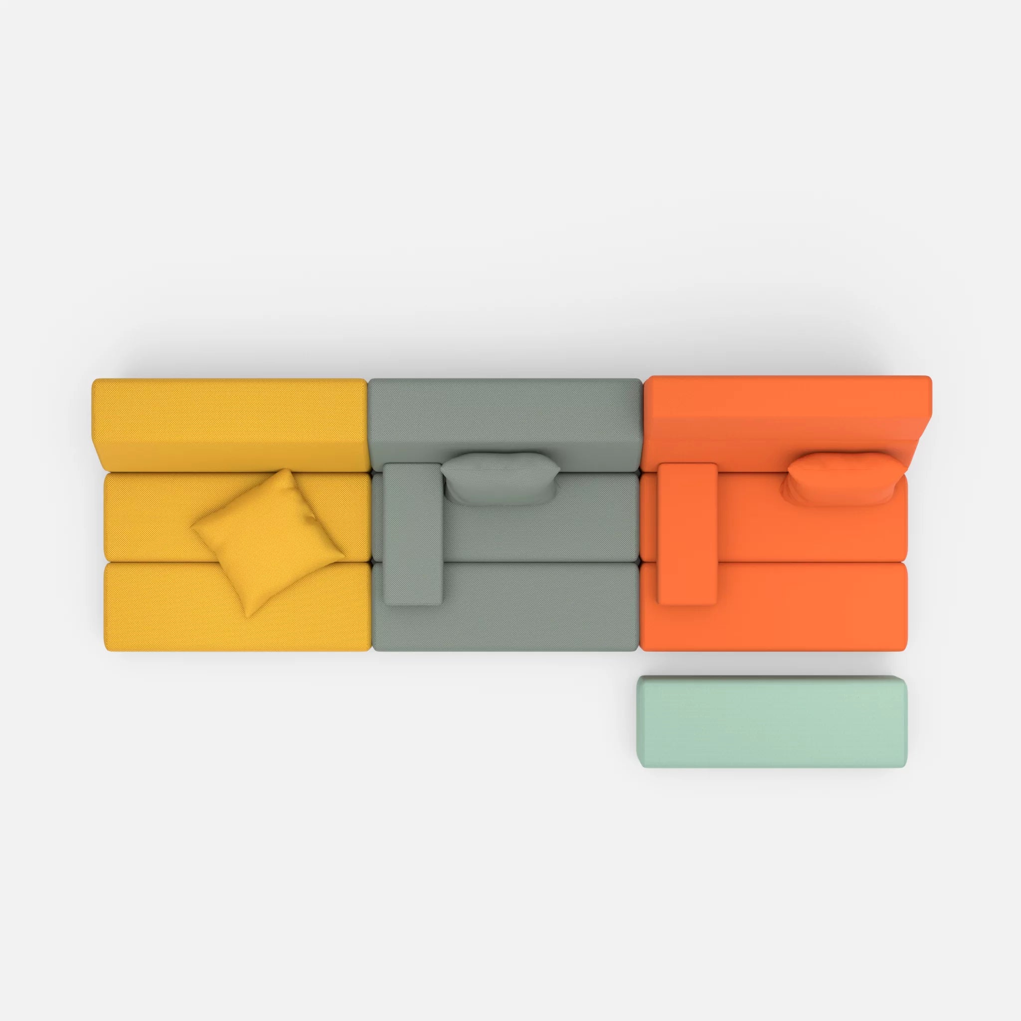 3 Sitzer Sofa Bricks 5 novumcurry-radio3094 in Curry und Orange von oben