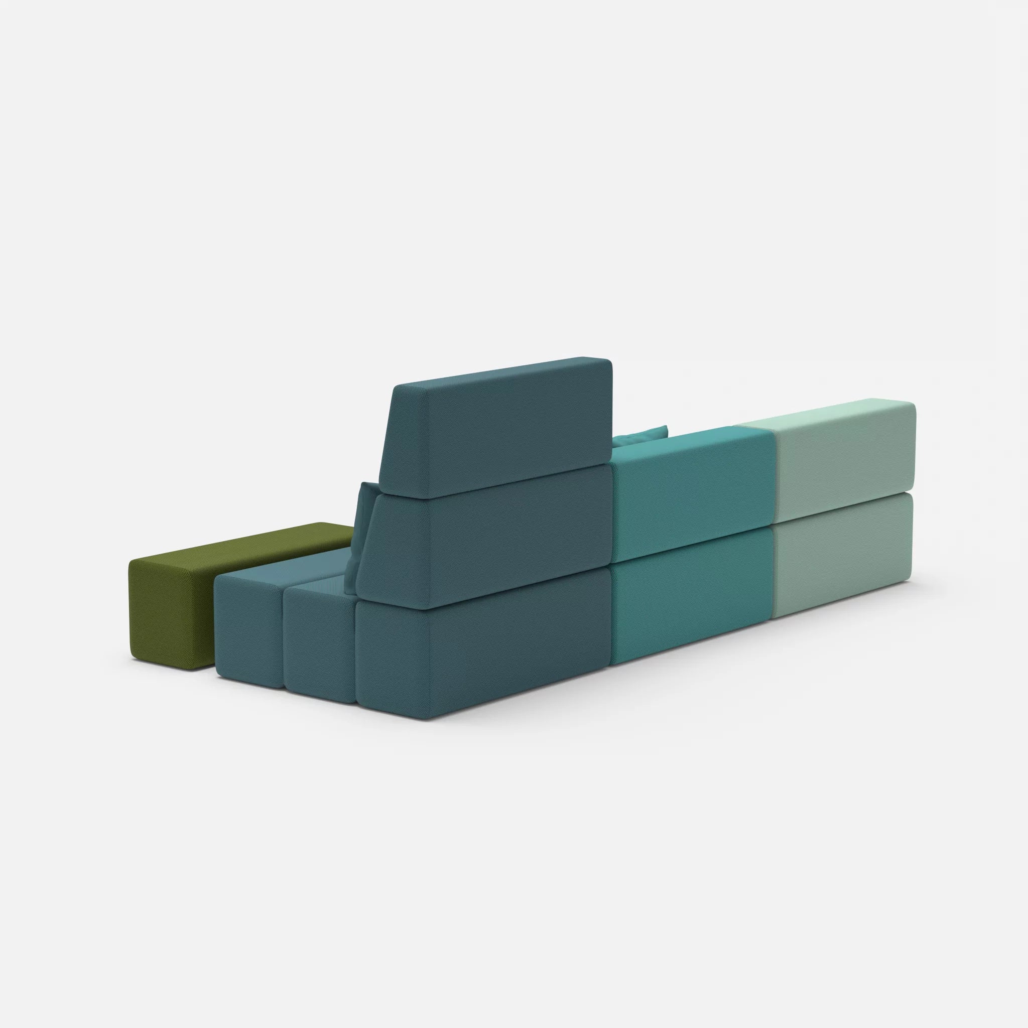 3 Sitzer Sofa Bricks 5 novumlagoon-novumsamoa in Graublau und Dunkelblau von hinten
