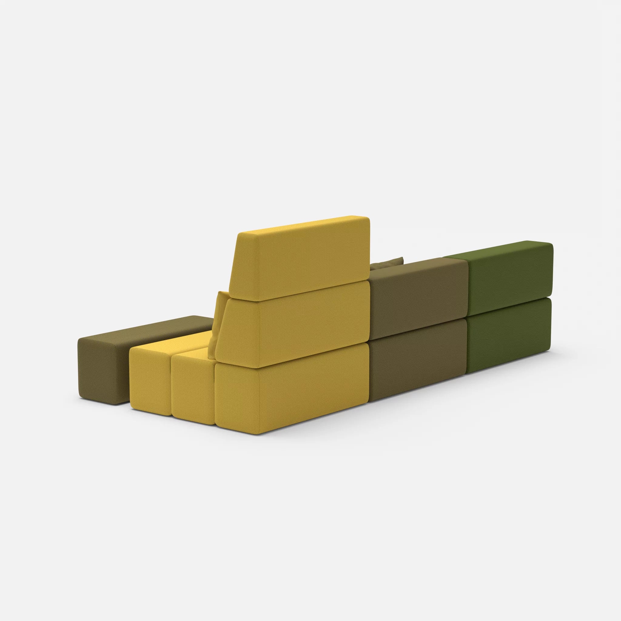 3 Sitzer Sofa Bricks 5 novummoss-novumpear in Grün und Gelb von hinten