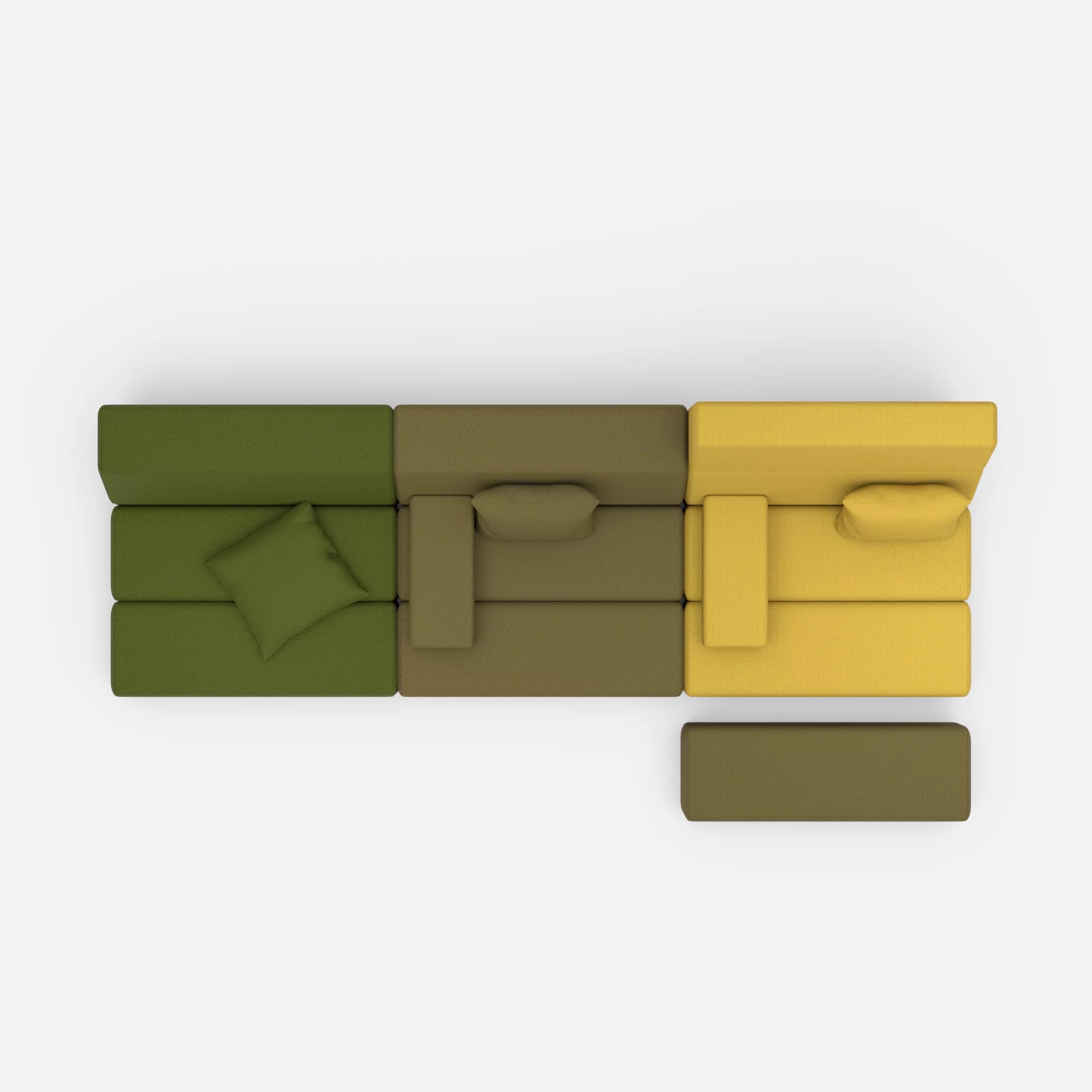 3 Sitzer Sofa Bricks 5 novummoss-novumpear in Grün und Gelb von oben