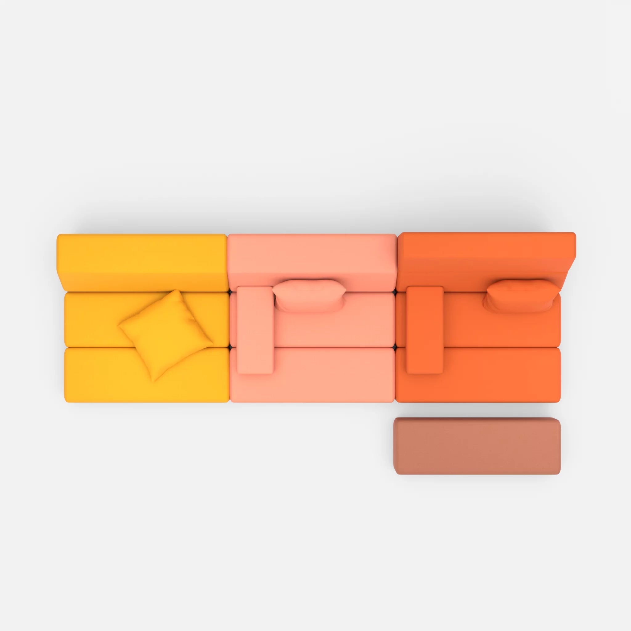 3 Sitzer Sofa Bricks 5 radio3008-radio3094 in Gelb und Orange von oben