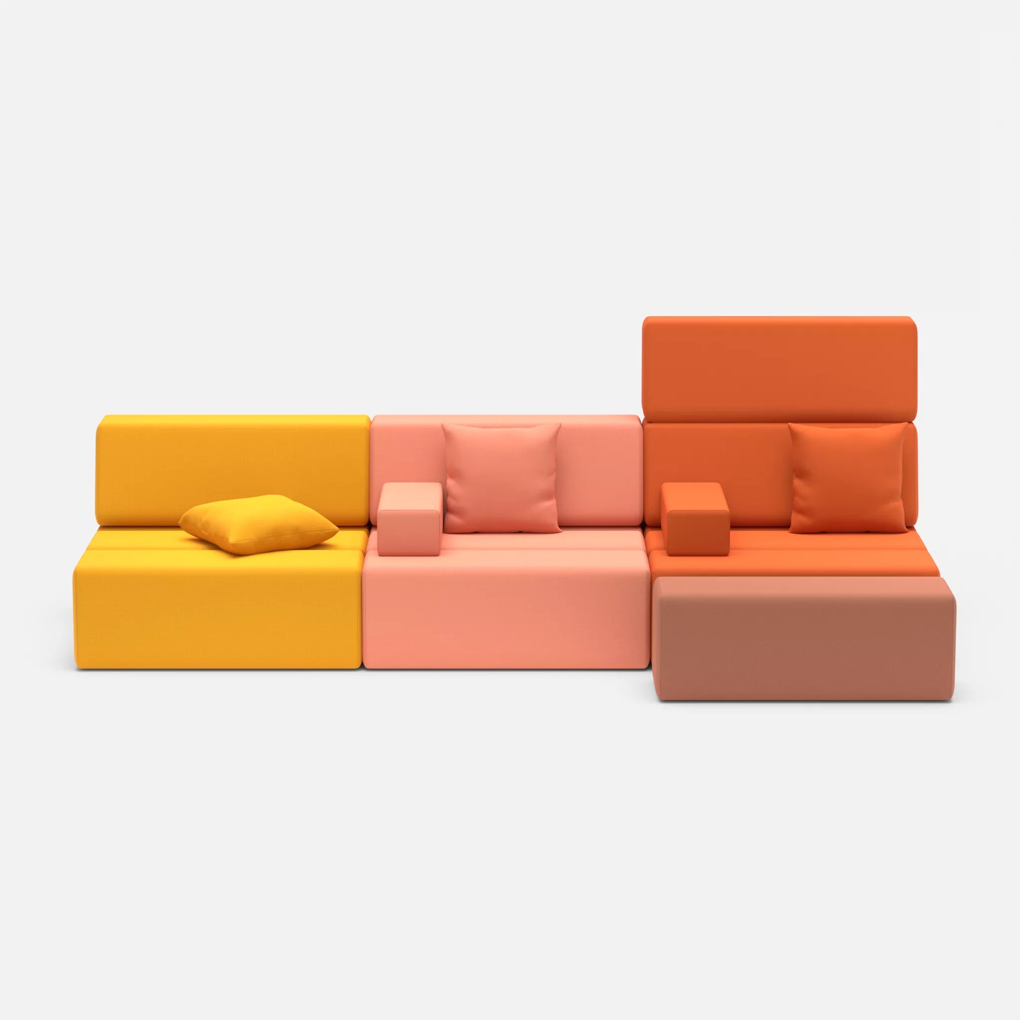 3 Sitzer Sofa Bricks 5 radio3008-radio3094 in Gelb und Orange von vorne