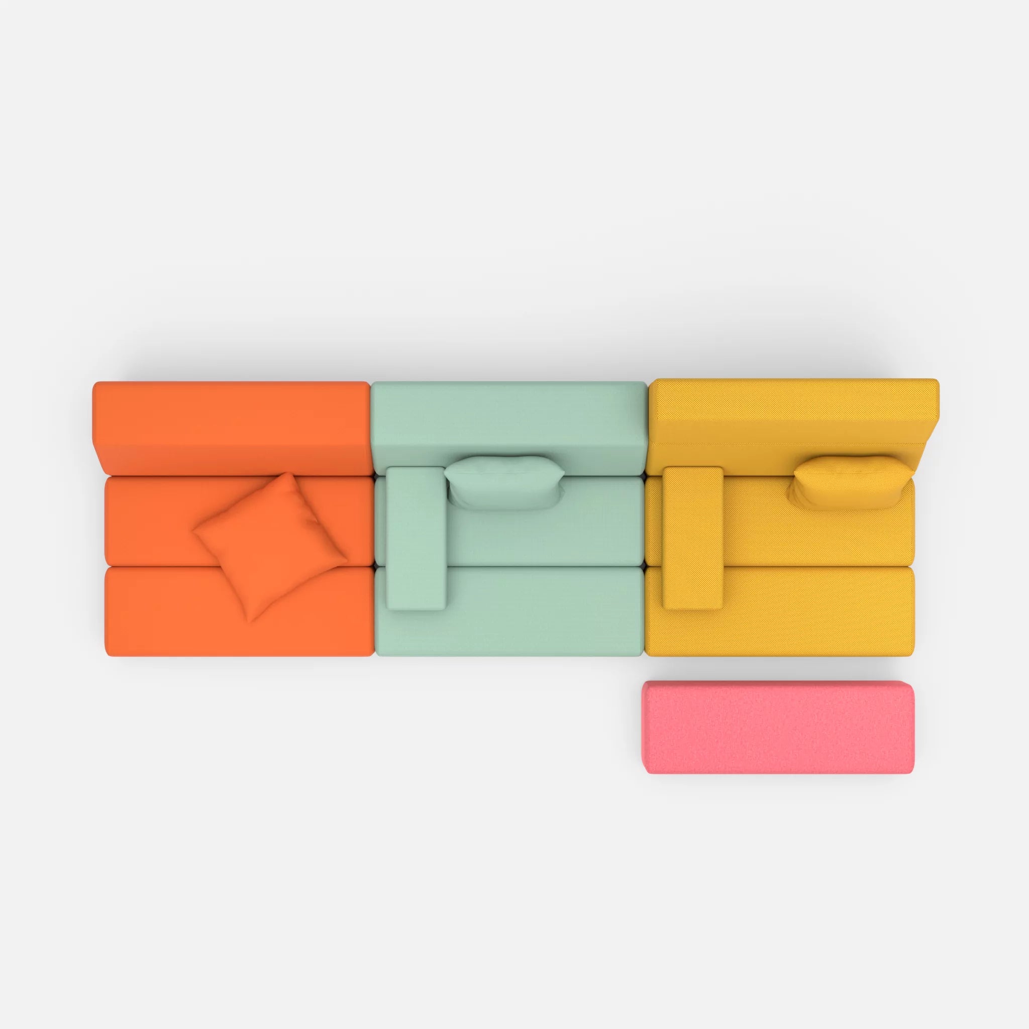3 Sitzer Sofa Bricks 5 radio3094-novumcurry in Orange und Curry von oben