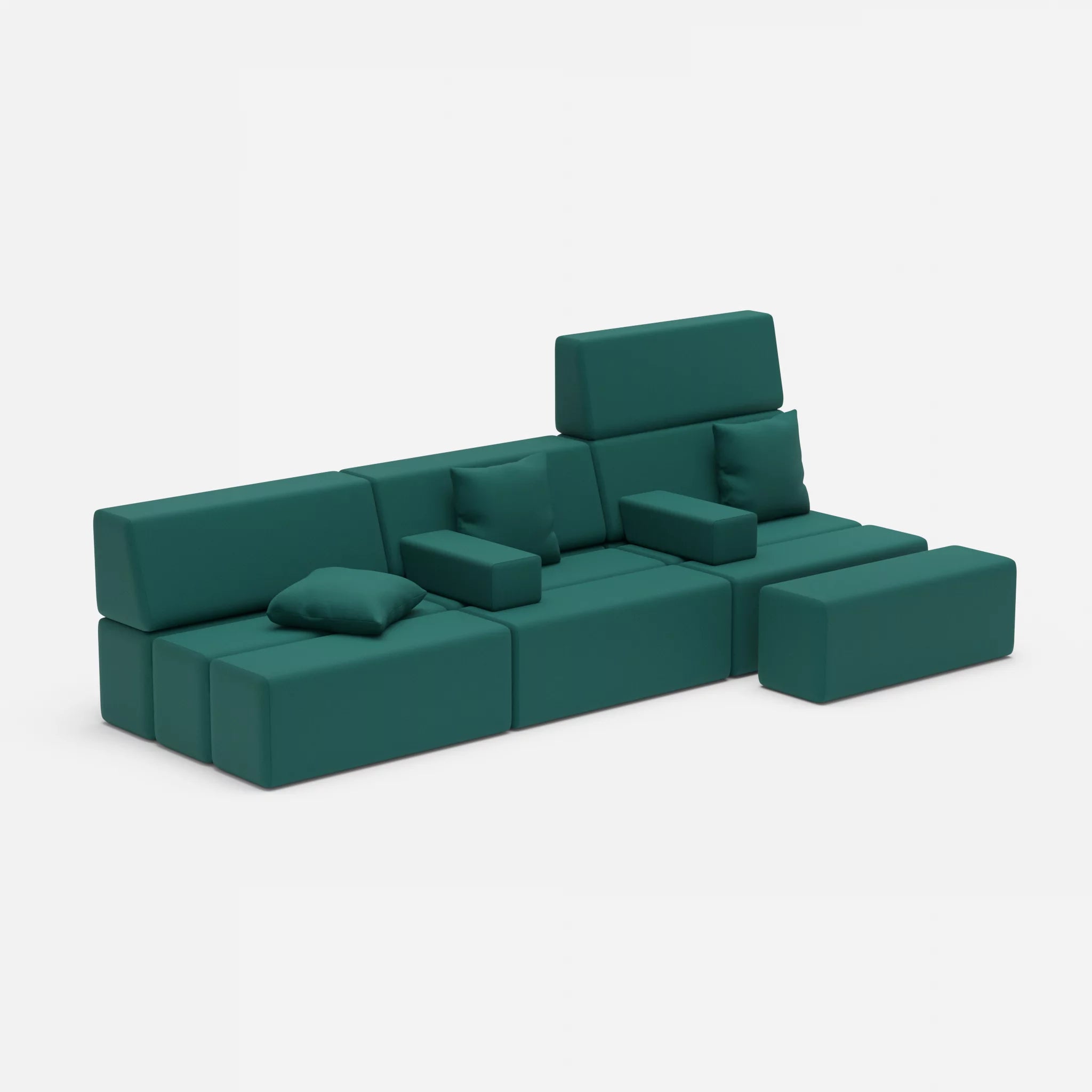 3 Sitzer Sofa Bricks 5 radio6015 in Türkis von der Seite