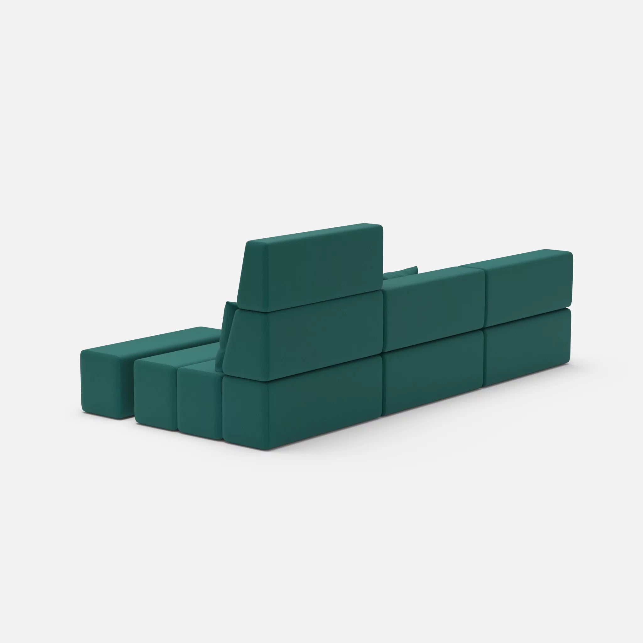3 Sitzer Sofa Bricks 5 radio6015 in Türkis von hinten