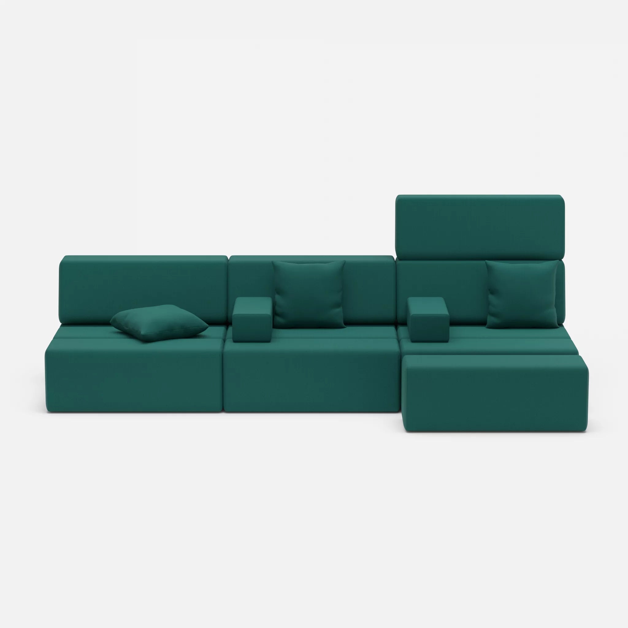 3 Sitzer Sofa Bricks 5 radio6015 in Türkis von vorne