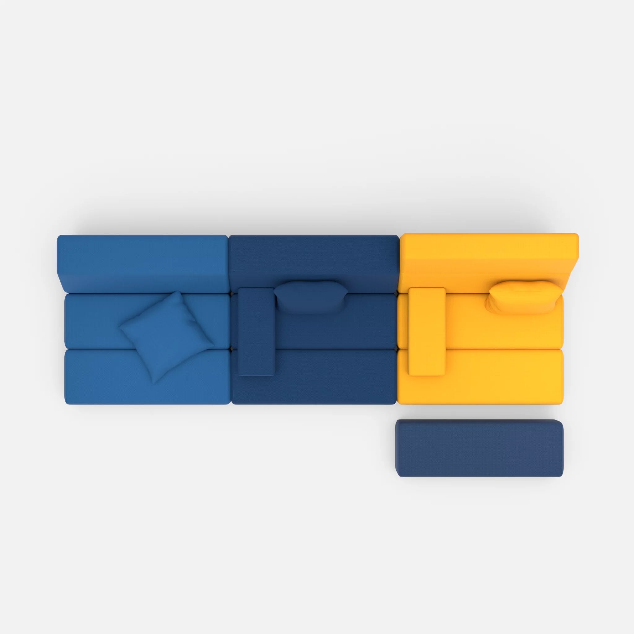 3 Sitzer Sofa Bricks 5 radio6075-radio3008 in Blau und Gelb von oben