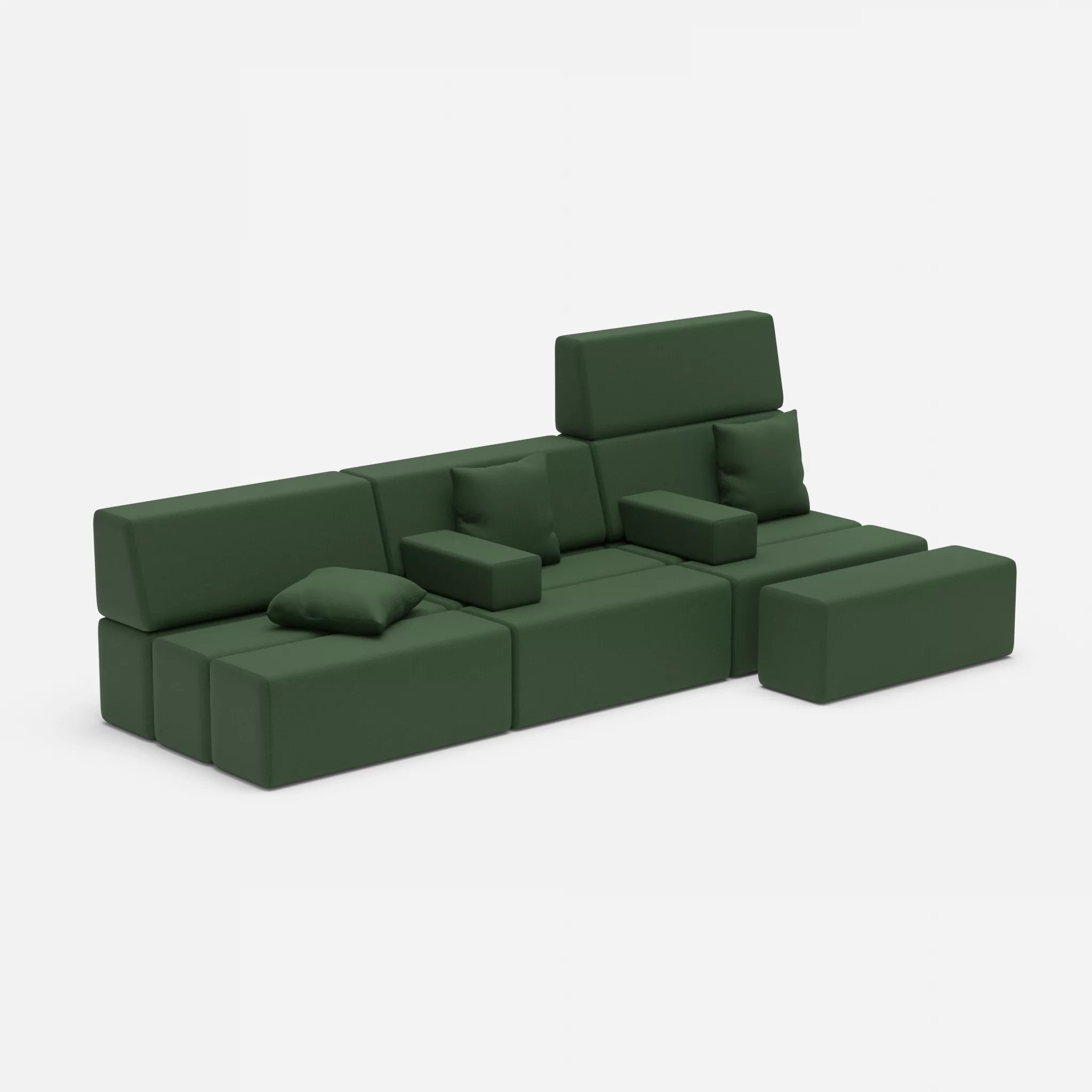 3 Sitzer Sofa Bricks 5 radio7036 in Olive von der Seite