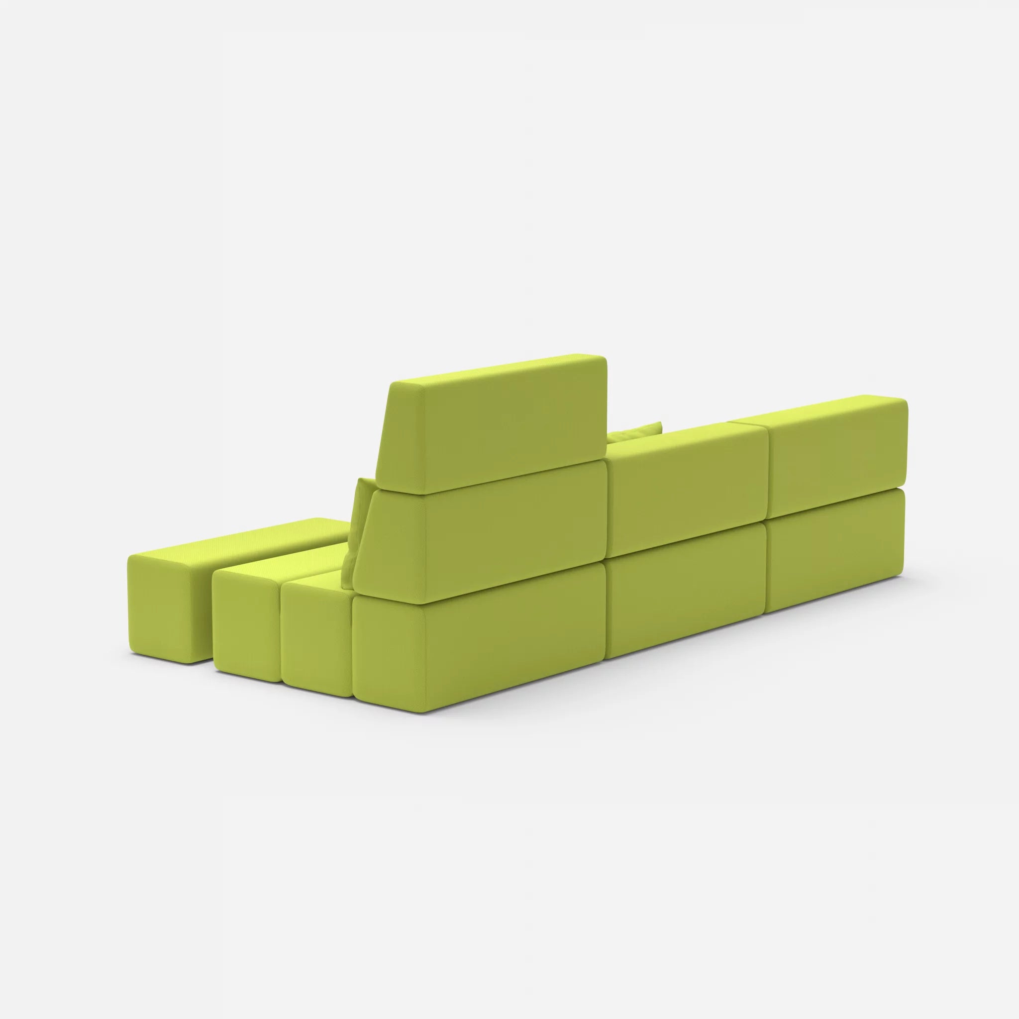 3 Sitzer Sofa Bricks 5 radio7041 in Hellgrün von hinten