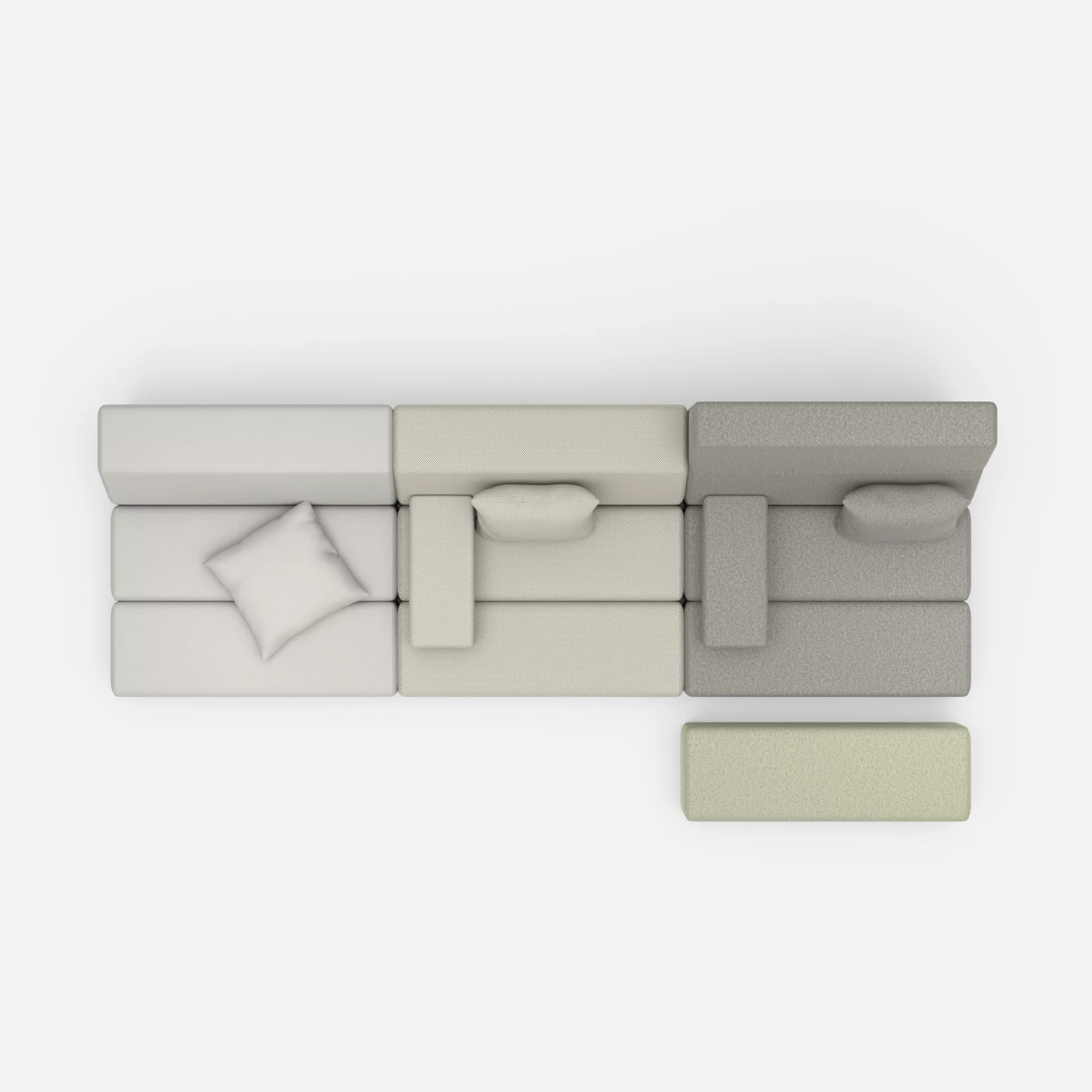 3 Sitzer Sofa Bricks 5 radio8027-dama0003 in Hellgrau und Mittelgrau von oben